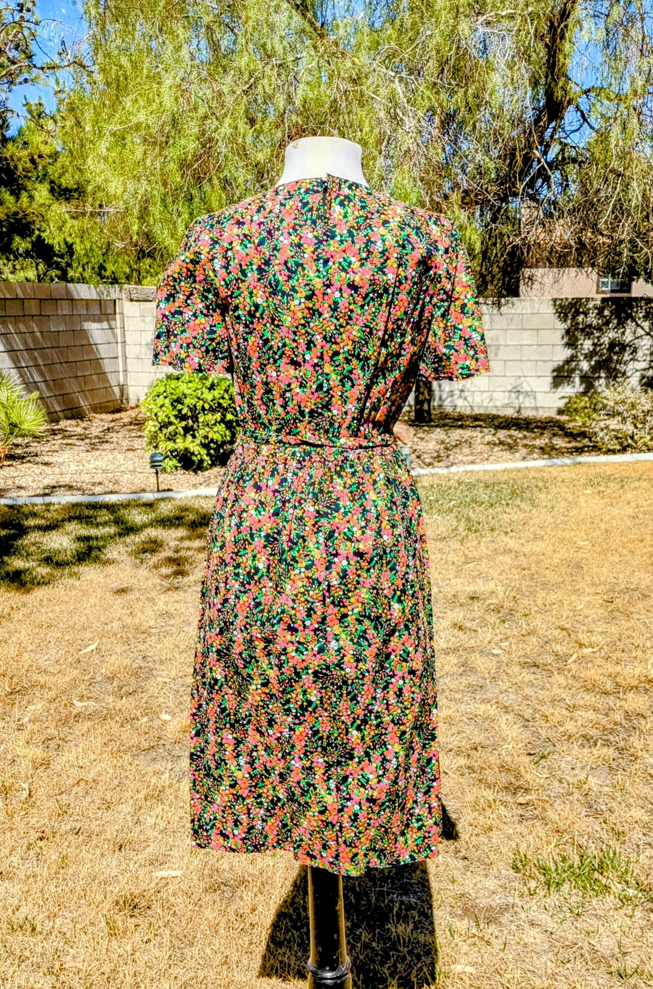 Other 1980s Floral VTG Pour Toi Blouson Fit&Flare Petite Dress EUC Size S / US 4 / IT 40 - 4 Thumbnail