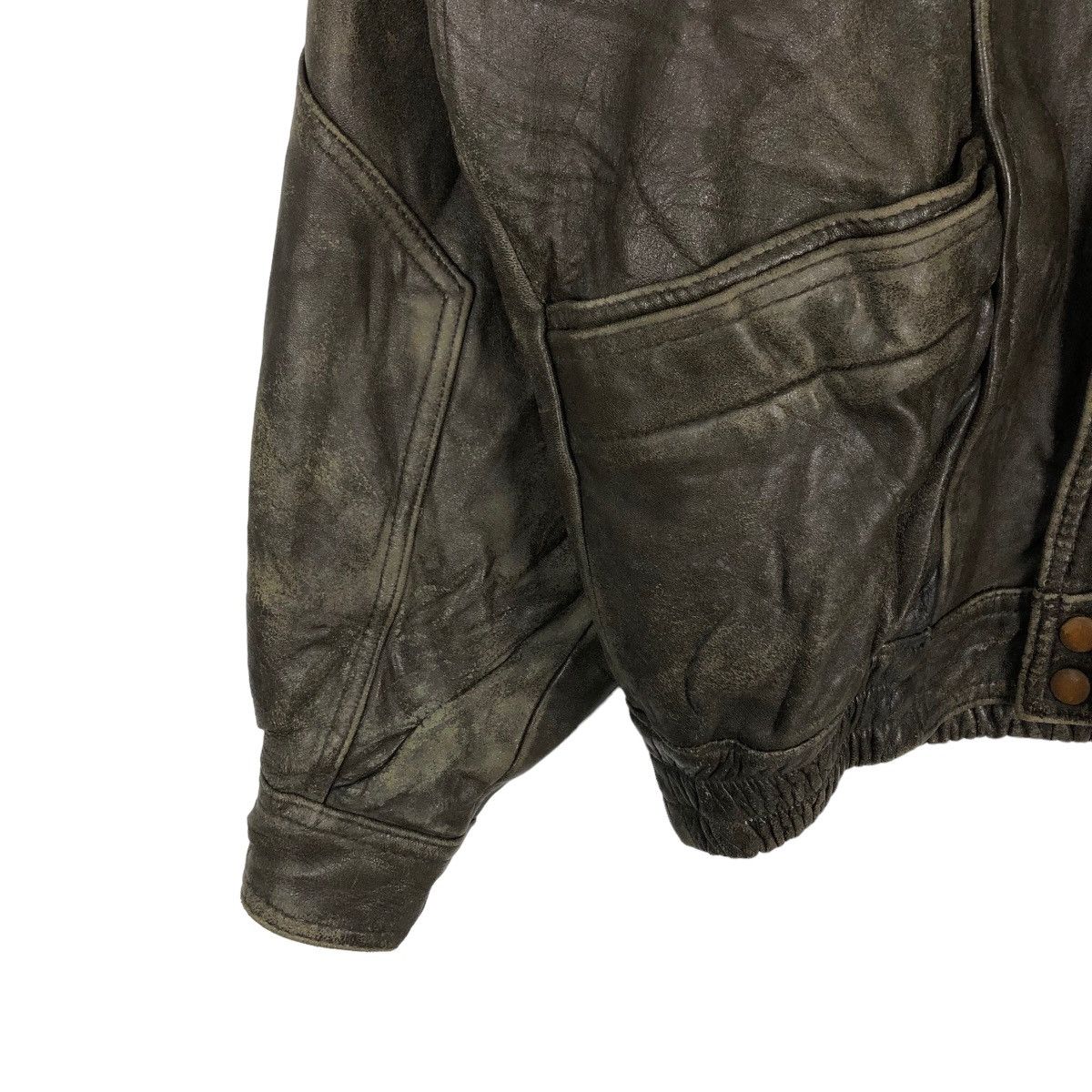 Japanese Brand 🔥90s RARE VINTAGE GENUINE BOMBERLEATHER JACKET CONTEMPORARY Size US L / EU 52-54 / 3 - 3 Thumbnail