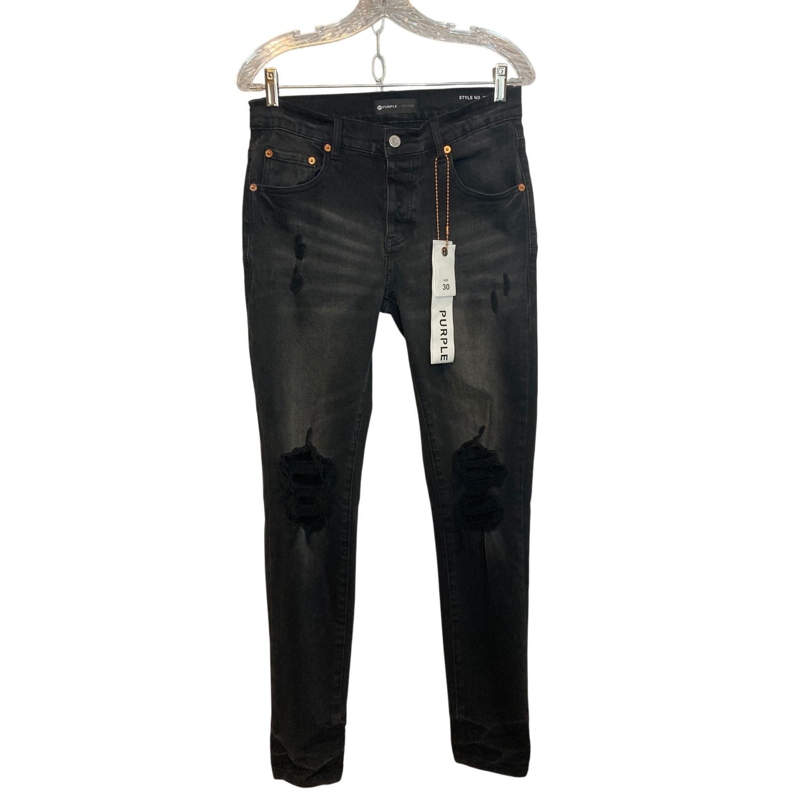 Purple NWT Purple Brand P001 Slim Fit Low Rise Black Denim Jeans  display picture 1