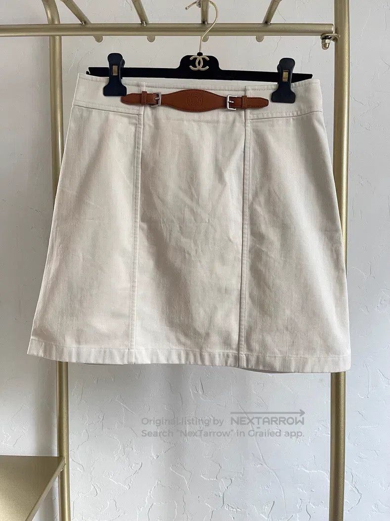 Hermes Hermes Saddle belt white skirt Size 26" / US 2 / IT 38 - 1 Thumbnail