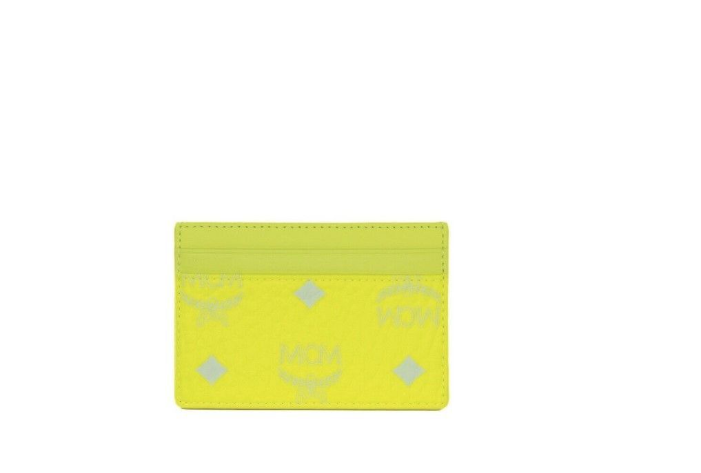 MCM Spectrum Diamond Mini Neon Yellow Visetos Leather Card Case Size ONE SIZE - 1 Thumbnail