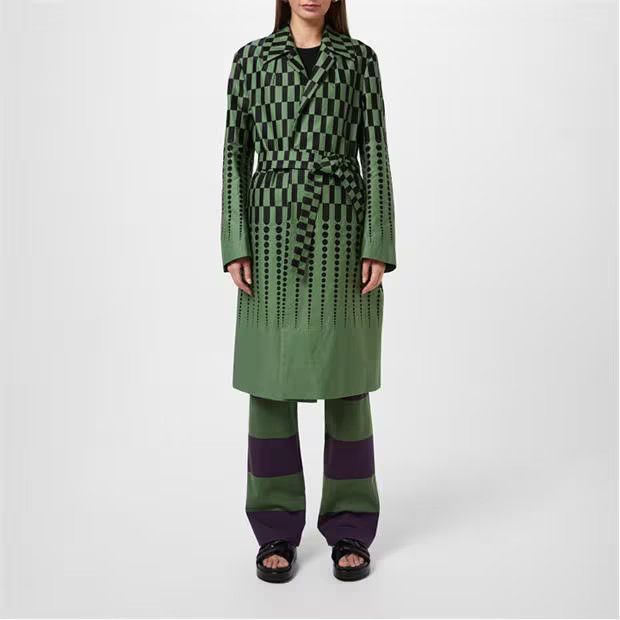 Dries Van Noten o1g2r1mq1024 Coat in Green & Black Size XS / US 0-2 / IT 36-38 - 6 Thumbnail