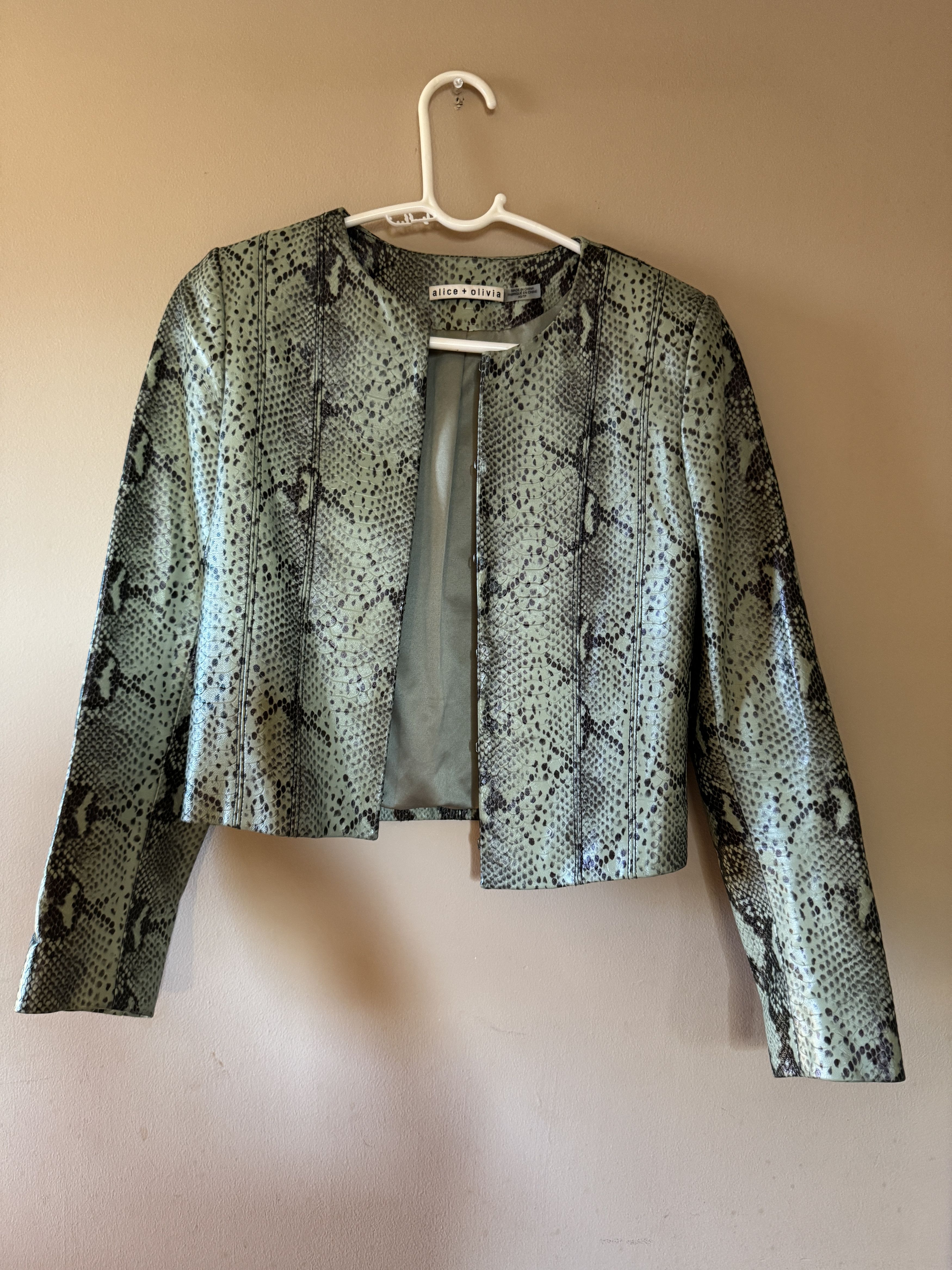 Alice + Olivia Snake Print Leather Jacket Size XS / US 0-2 / IT 36-38 - 1 Thumbnail