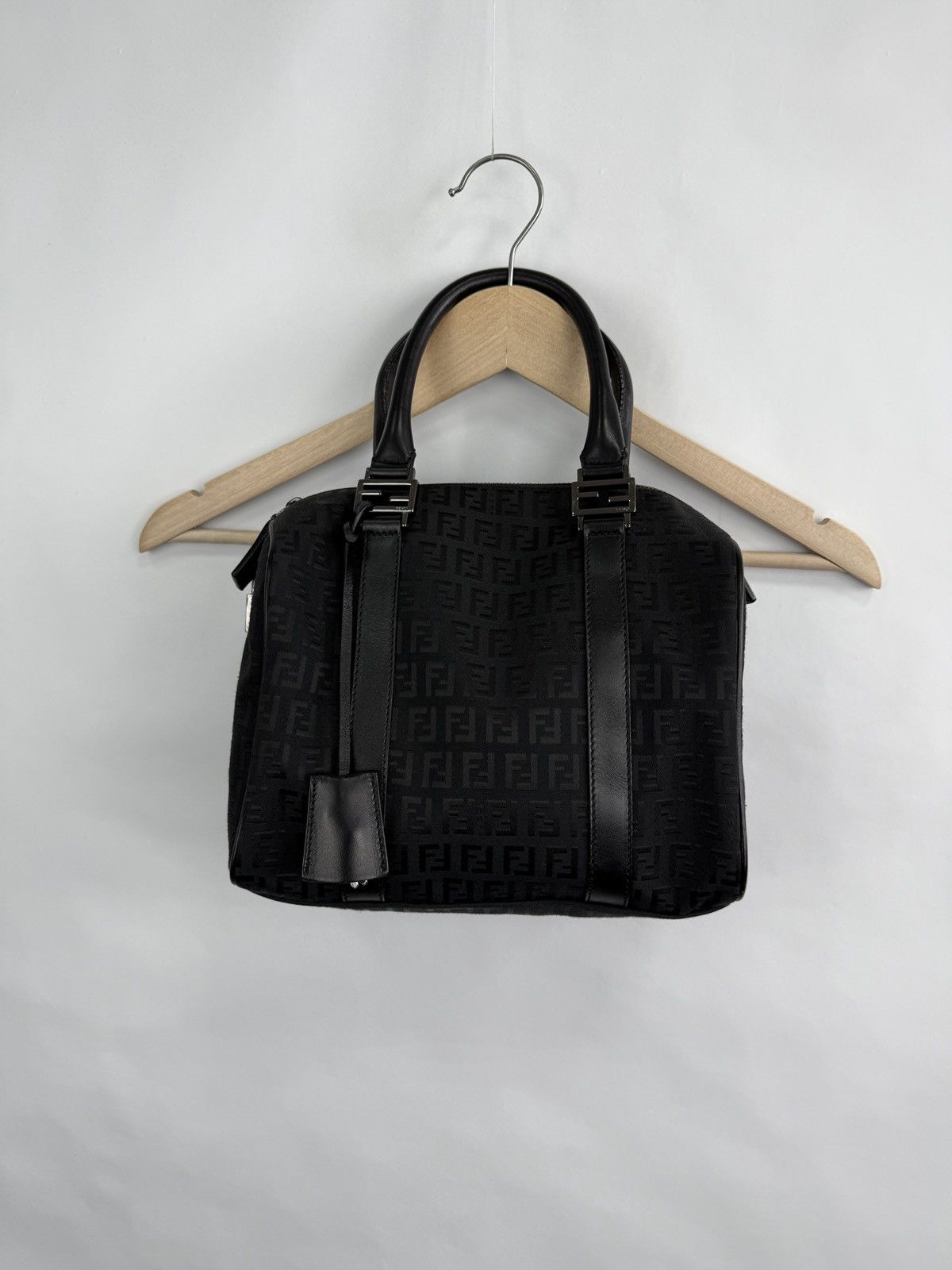 Fendi × Vintage FENDI Zucchino Mini Boston Bag Jacquard 8BL068 Black Handbag Size ONE SIZE - 2 Thumbnail