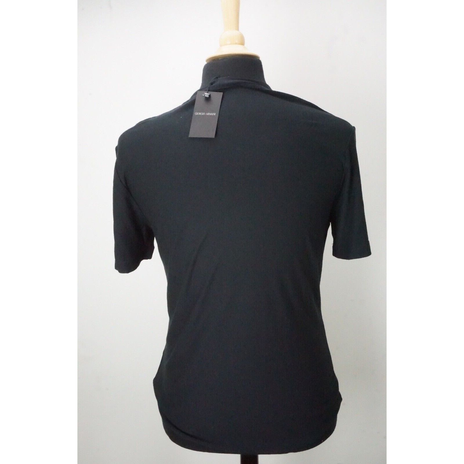 Giorgio Armani Giorgio Armani Black Label Black BIG Logo Silk Blend T Shirt Size US M / EU 48-50 / 2 - 3 Thumbnail