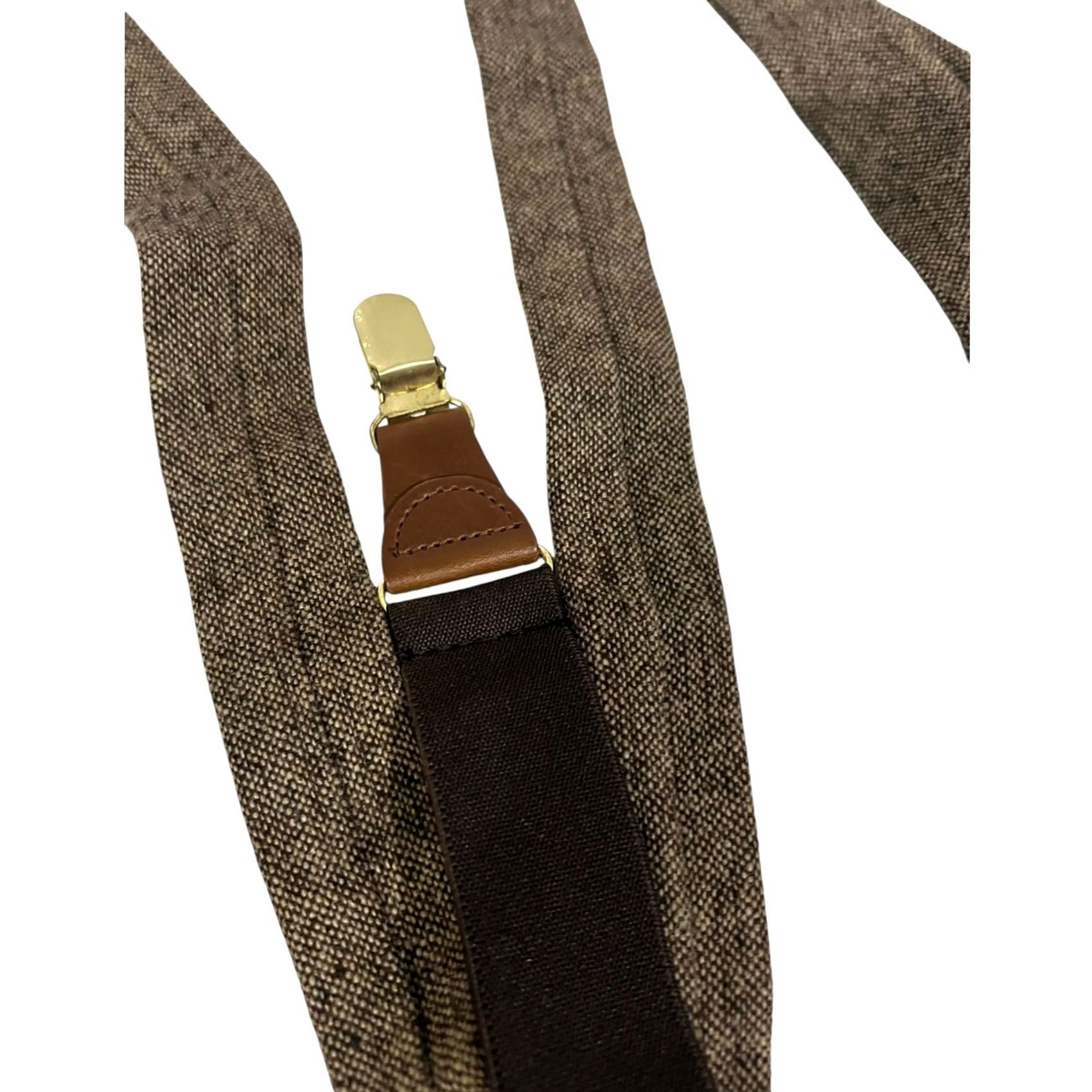 Vintage Gillmons Suspender Unisex Brown Tweed Clip Braces Adjustable Stretch Y Back Mens Size ONE SIZE - 6 Thumbnail