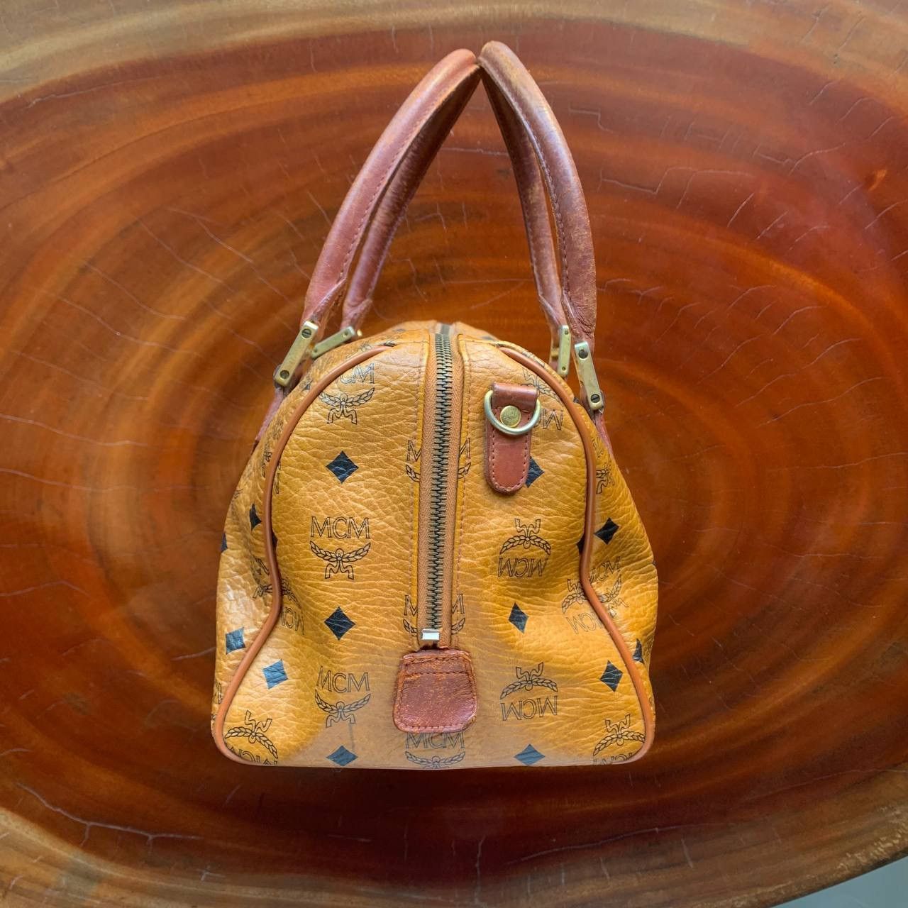 MCM Vintage MCM Boston Brown Visetos Leather Hand Bag Size ONE SIZE - 3 Thumbnail