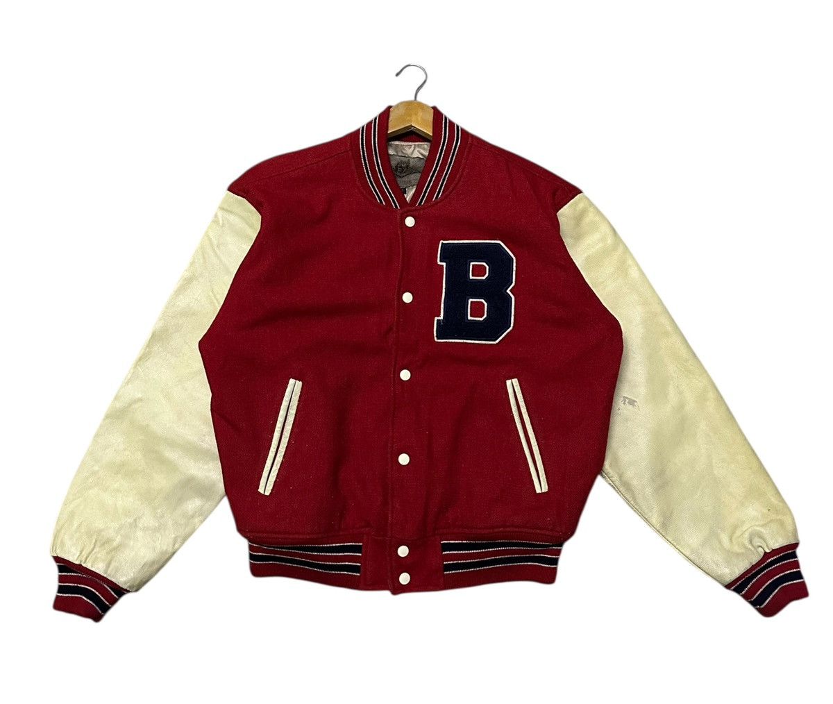 Golden Bear Vintage 90s Bear surf wool leather varsity jacket backhit Size US M / EU 48-50 / 2 - 4 Thumbnail