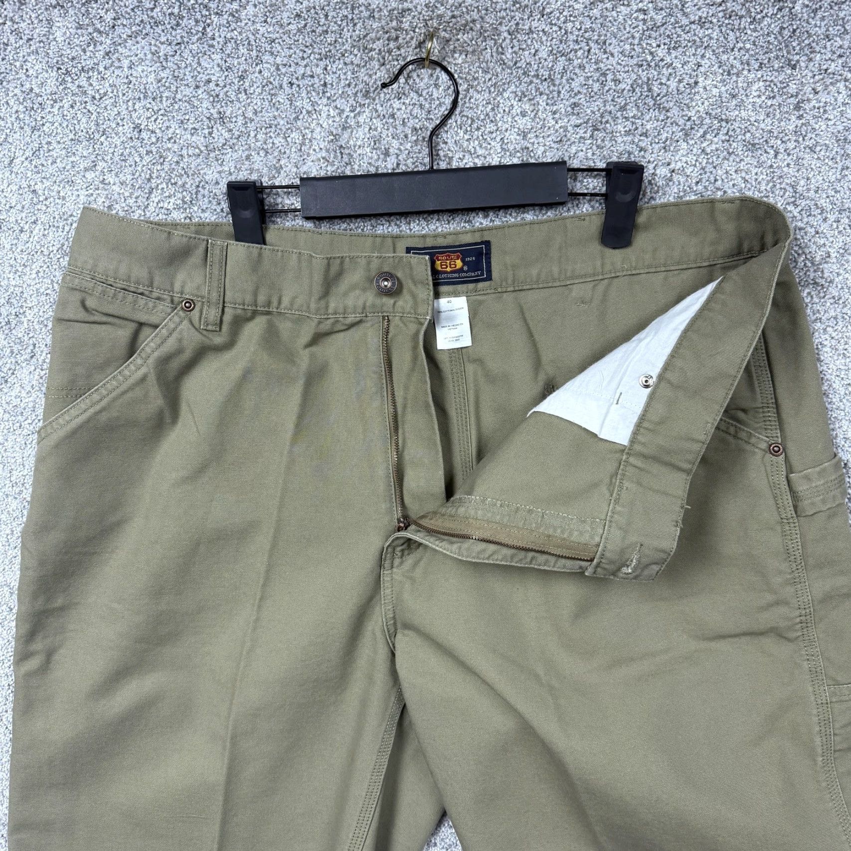 Route 66 Route 66 Cargo Shorts Mens 40x12 Green Canvas Workwear Summer Y2K Pockets Front Zip Fly Belt Loop Casual Classic Size US 40 / EU 56 - 6 Thumbnail