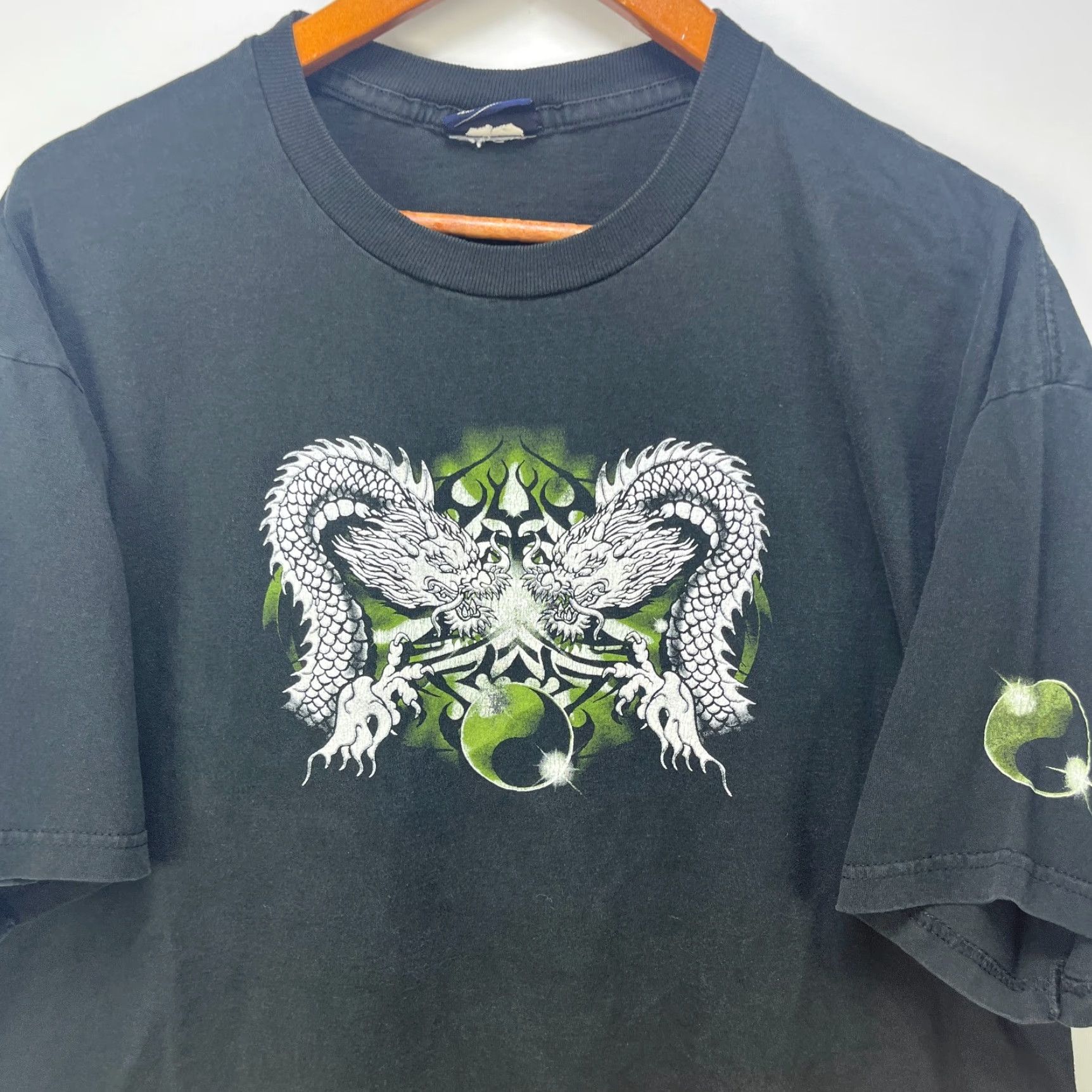 Vintage VINTAGE Dragon Green Flame Skater Y2K Baggy T Shirt XL 2XL Black Cotton Logo Men T-Shirt All Seasons Vintage Clothing 90s Size US XL / EU 56 / 4 - 2 Thumbnail