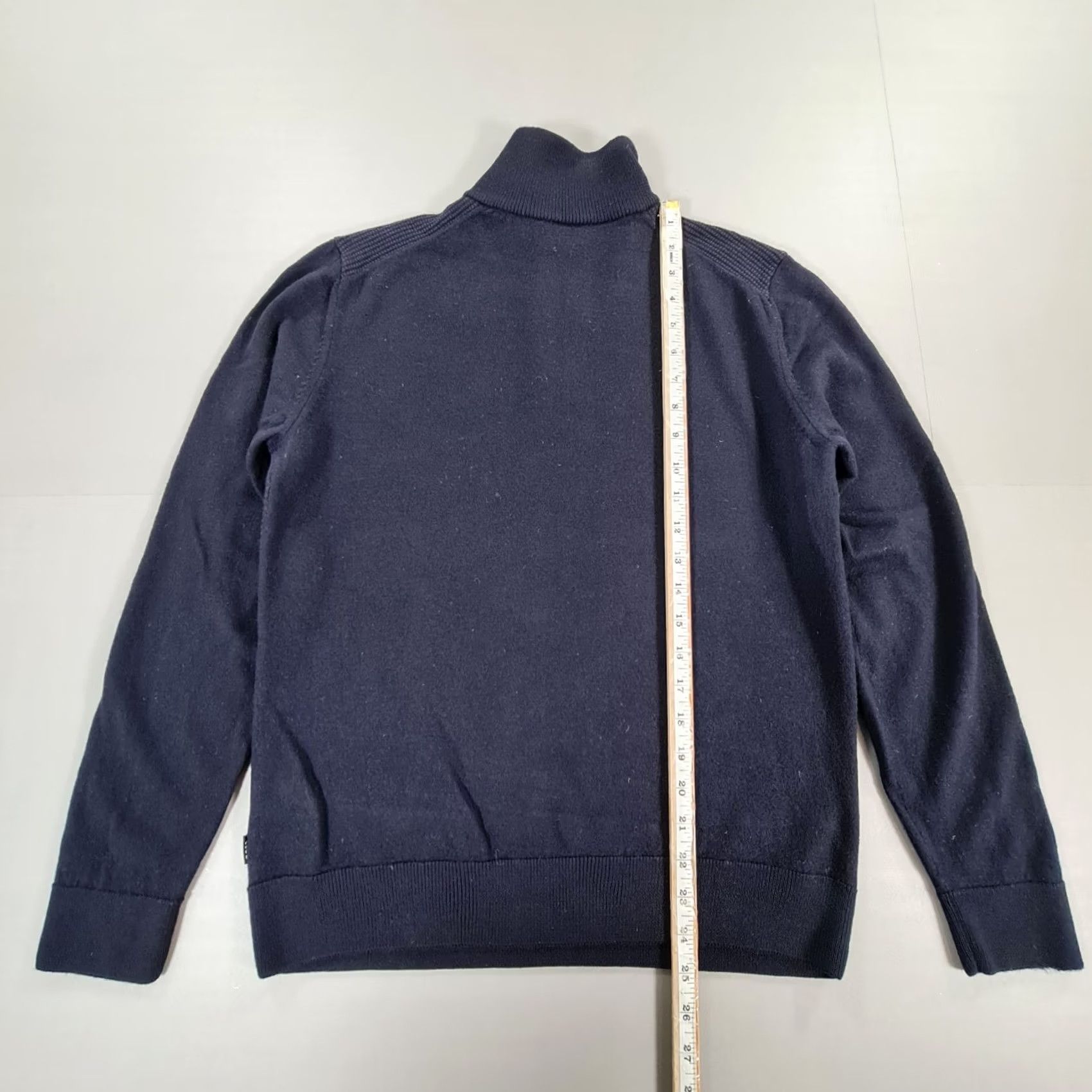 Hugo Boss HUGO BOSS Jumper Navy Blue Medium Slim Wool 1/4 Zip Pullover Mens Regular Knit Mock Neck Long Sleeve Size US M / EU 48-50 / 2 - 7 Thumbnail