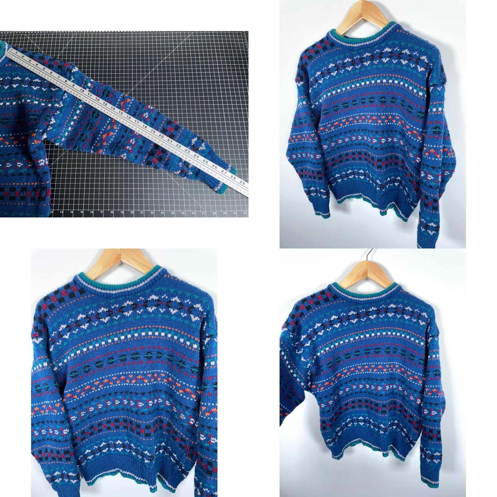 Vintage VINTAGE Boundary Waters 90s Fair Isle Pattern Sweater Women's XL Blue Chunky-Knit Crew Neck Pullover Size XL / US 12-14 / IT 48-50 - 8 Thumbnail