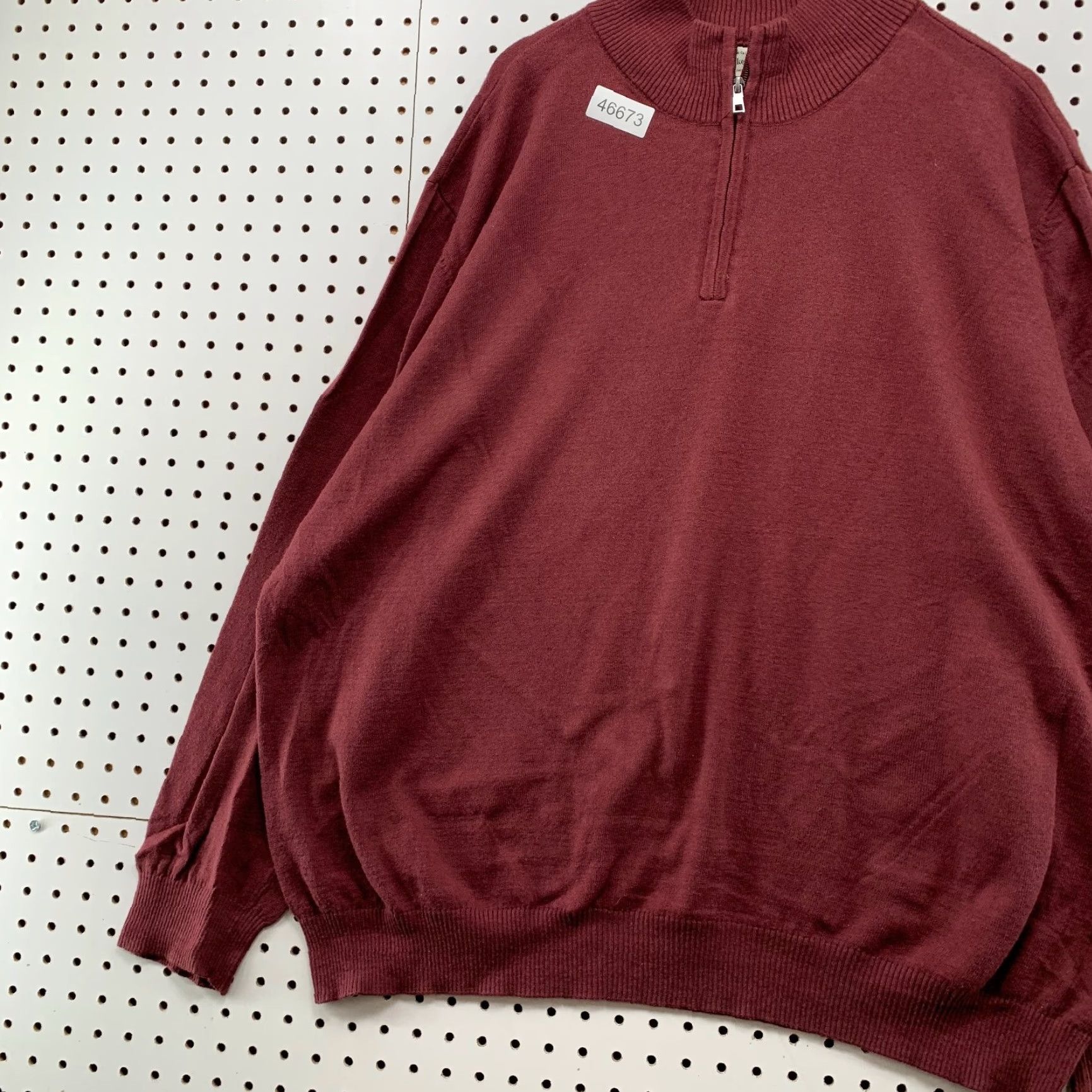 Vintage Hawker Rye Cotton Cashmere Sweater Mens 3XL Maroon 1/4 Quarter Zip Lightweight Size US XXL / EU 58 / 5 - 3 Thumbnail