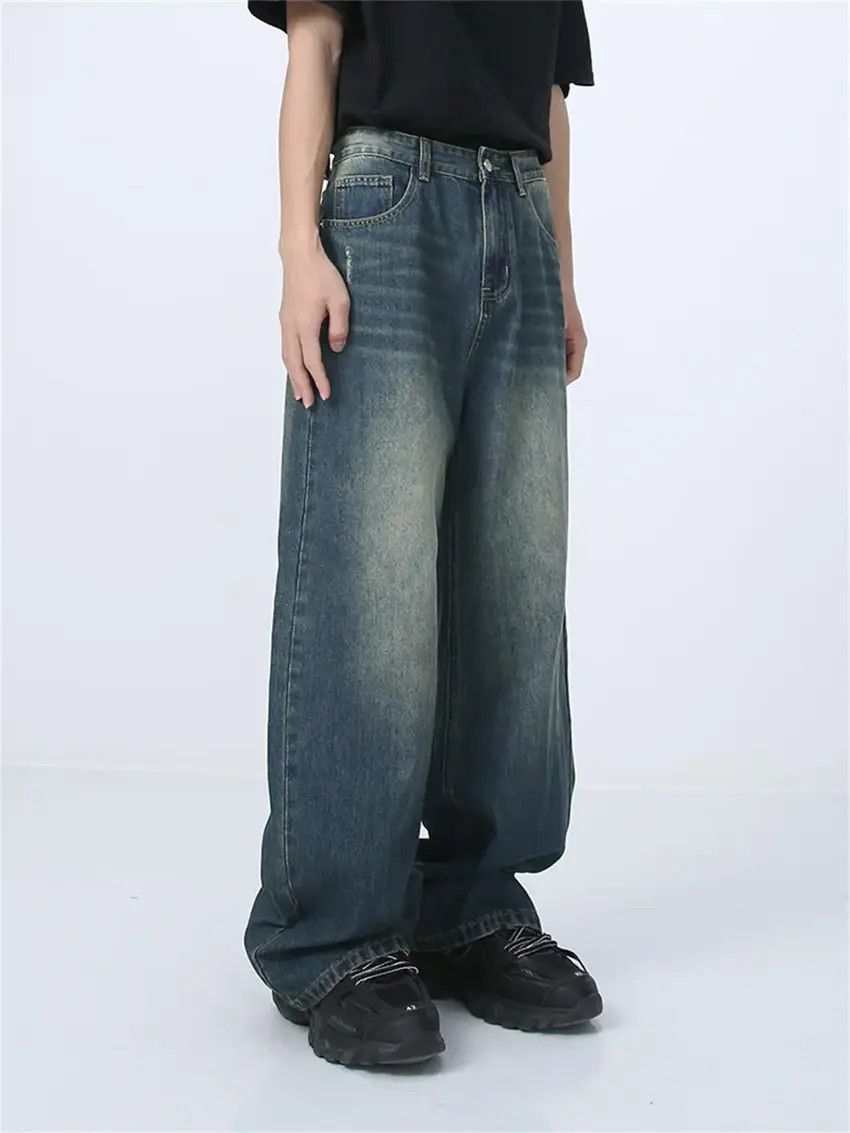 Designer × Japanese Brand Washed blue faded and distressed baggy jeans Size US 34 / EU 50 - 5 Thumbnail