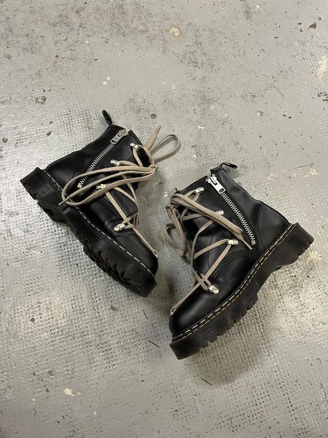 Rick Owens Dr Martens Rick Owens Megalaced Black Leather Combat Boots Size US 9 / EU 42 - 3 Thumbnail