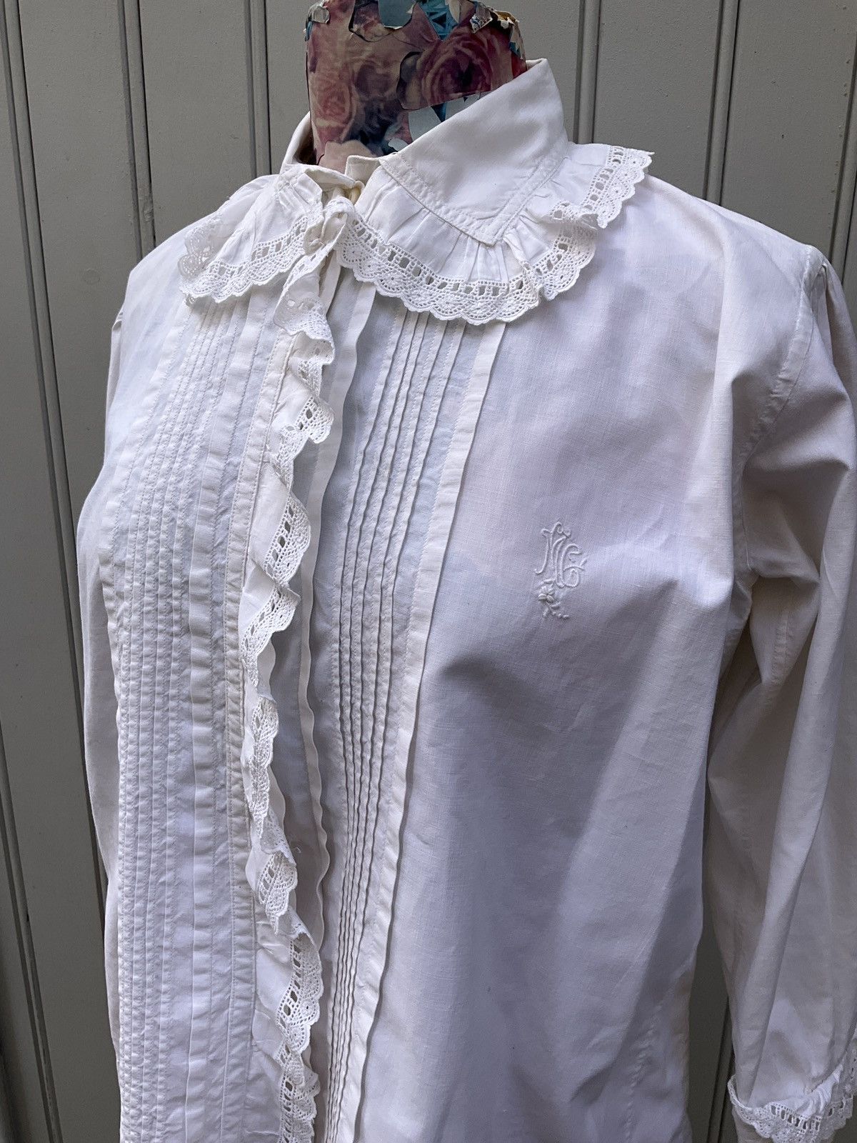 Vintage Antique cotton shirt Size M / US 6-8 / IT 42-44 - 6 Thumbnail