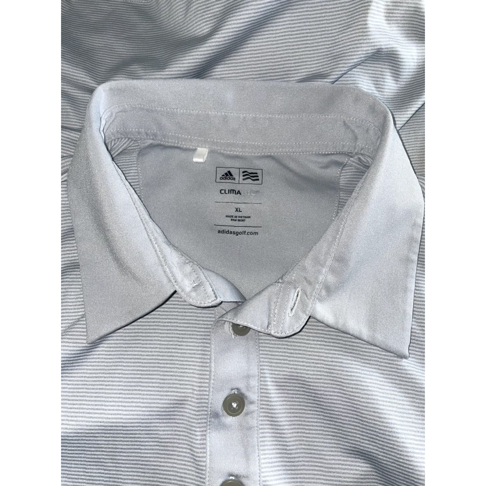 Adidas Adidas ClimaLite Golf Polo Mens XL Light Grey Stripped Gray Size US XL / EU 56 / 4 - 5 Thumbnail