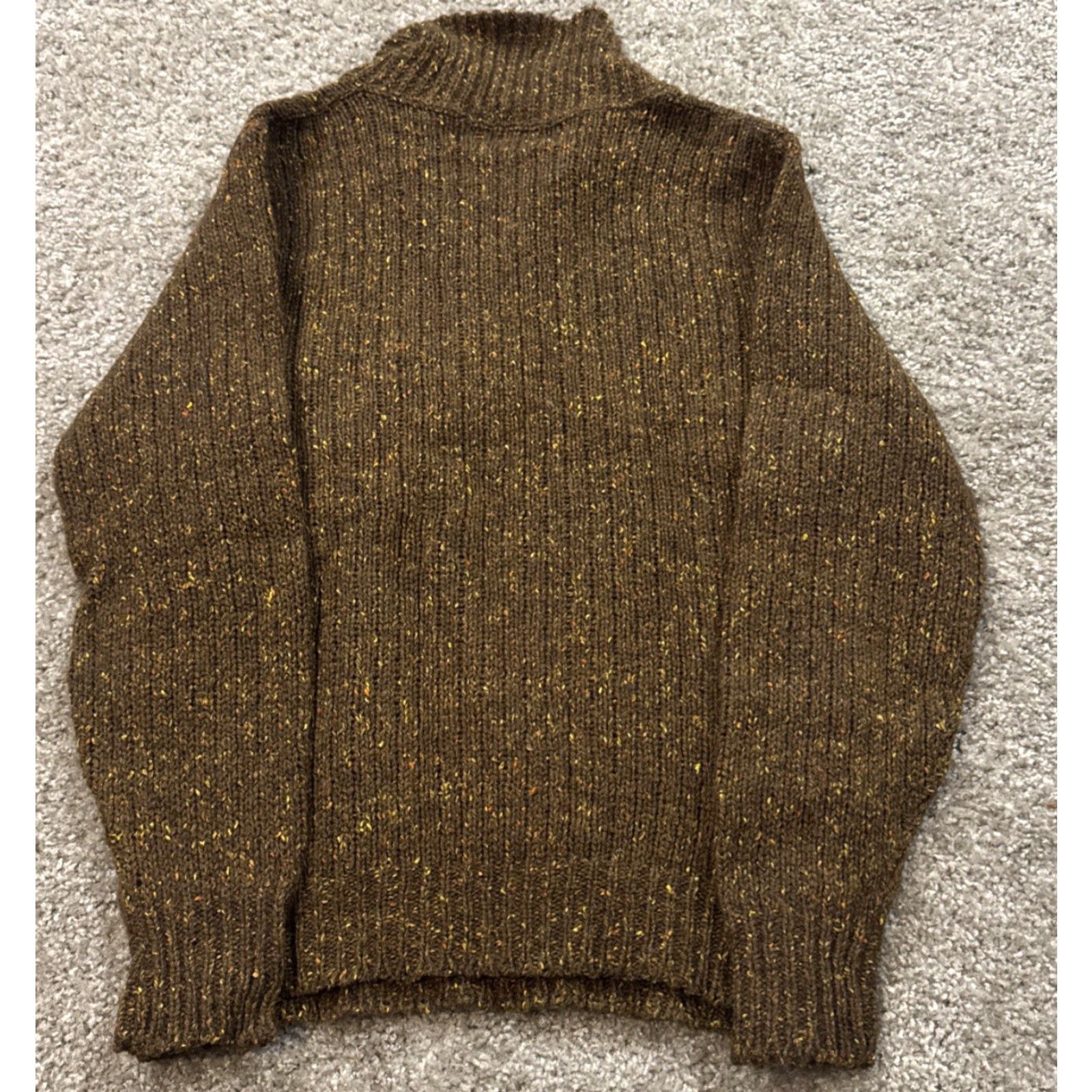 Vintage VINTAGE 70s Brown Acrylic Knit Yellow Orange Speckle Cowl Neck Sweater M Forge Size M / US 6-8 / IT 42-44 - 6 Thumbnail