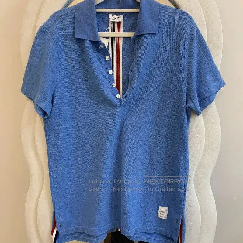 Thom Browne Thom Browne Blue Cotton Short Sleeve Polo . Size US M / EU 48-50 / 2 - 2 Thumbnail