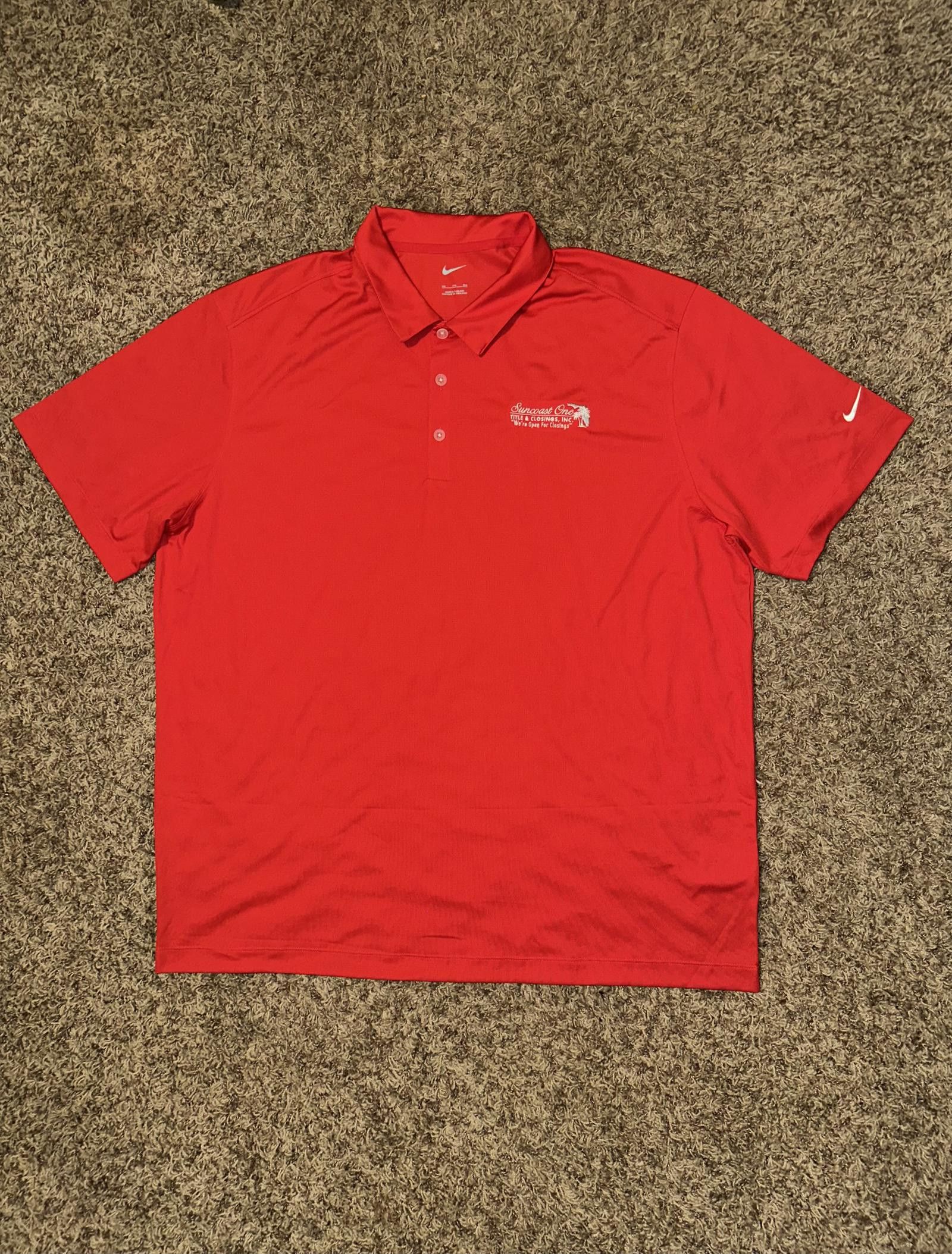 Nike Nike Men's Dri-FIT Suncoast One Title & Closing Red Vertical Mesh Polo Size US XXL / EU 58 / 5 - 1 Thumbnail