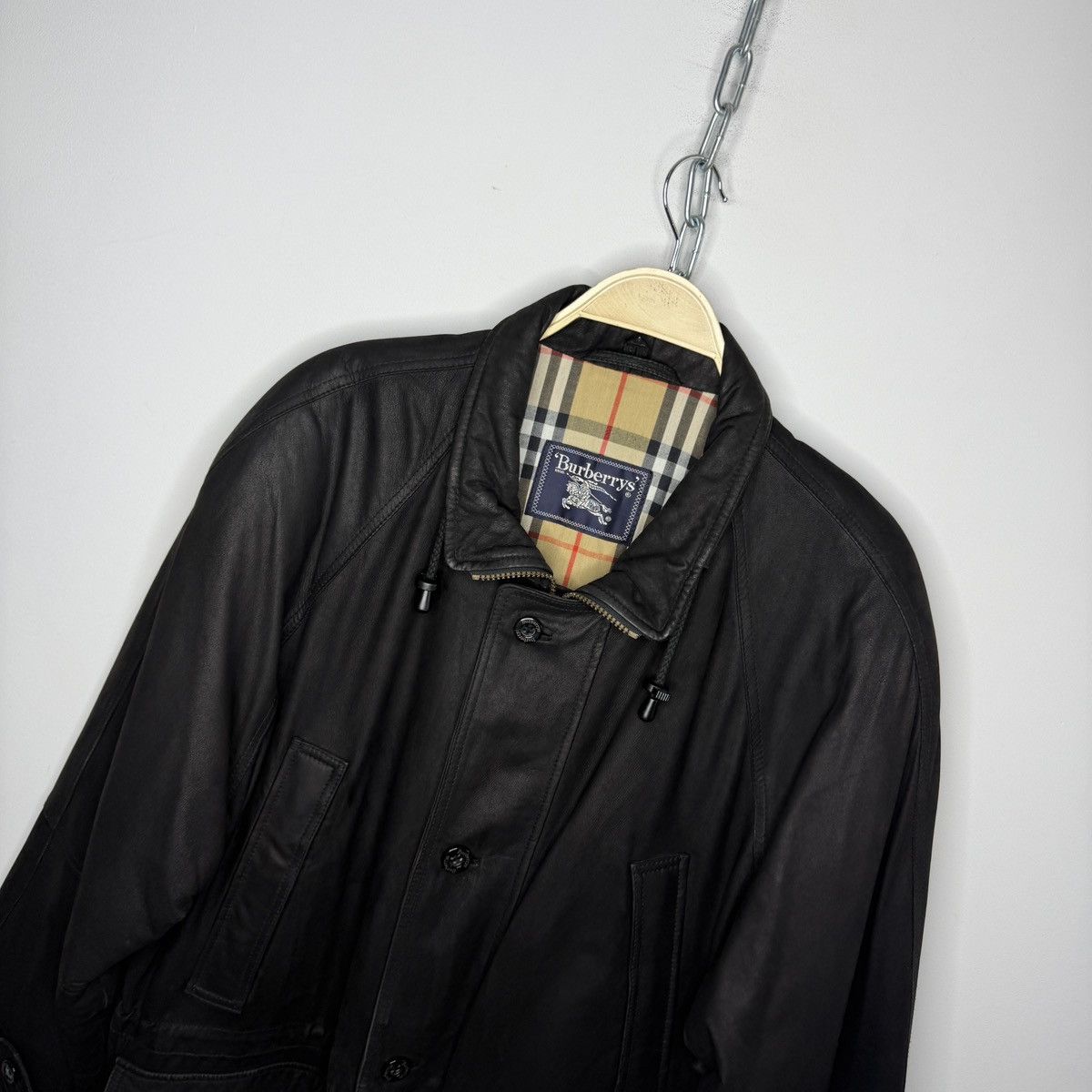 Burberry Burberrys Leather Jacket Coat Black Classic Nova Check Size US L / EU 52-54 / 3 - 5 Thumbnail
