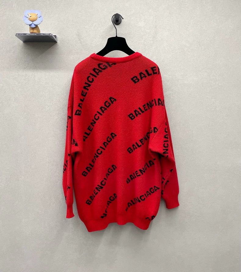 Balenciaga Balenciaga Full Print Logo Red Sweater Size US XS / EU 42 / 0 - 3 Thumbnail