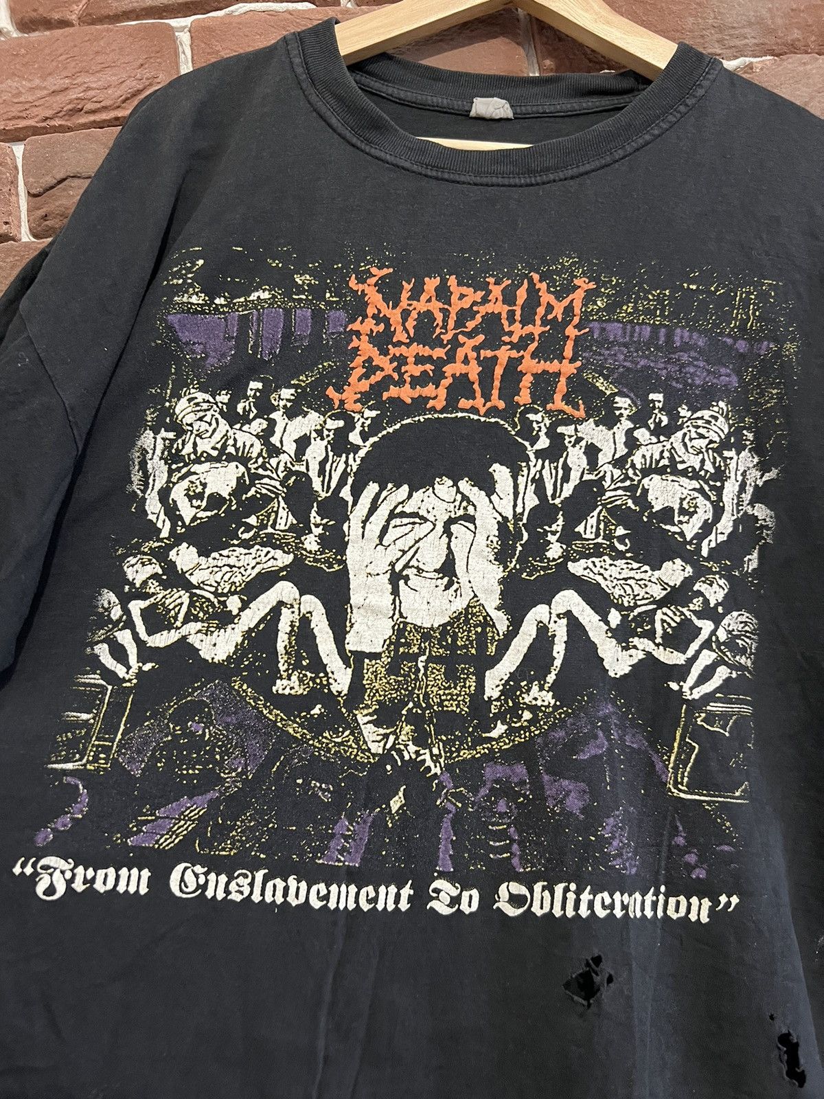 Band Tees Rare Vintage 90s Napalm Death Life Grindcore Metal Band Tee Size US L / EU 52-54 / 3 - 3 Thumbnail