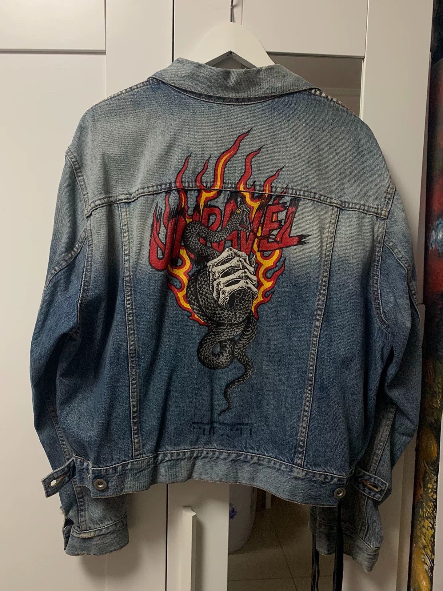 Ben Taverniti Unravel Project Unravel Project Classic Ribbon Denim Jacket Size US S / EU 44-46 / 1 - 1 Thumbnail