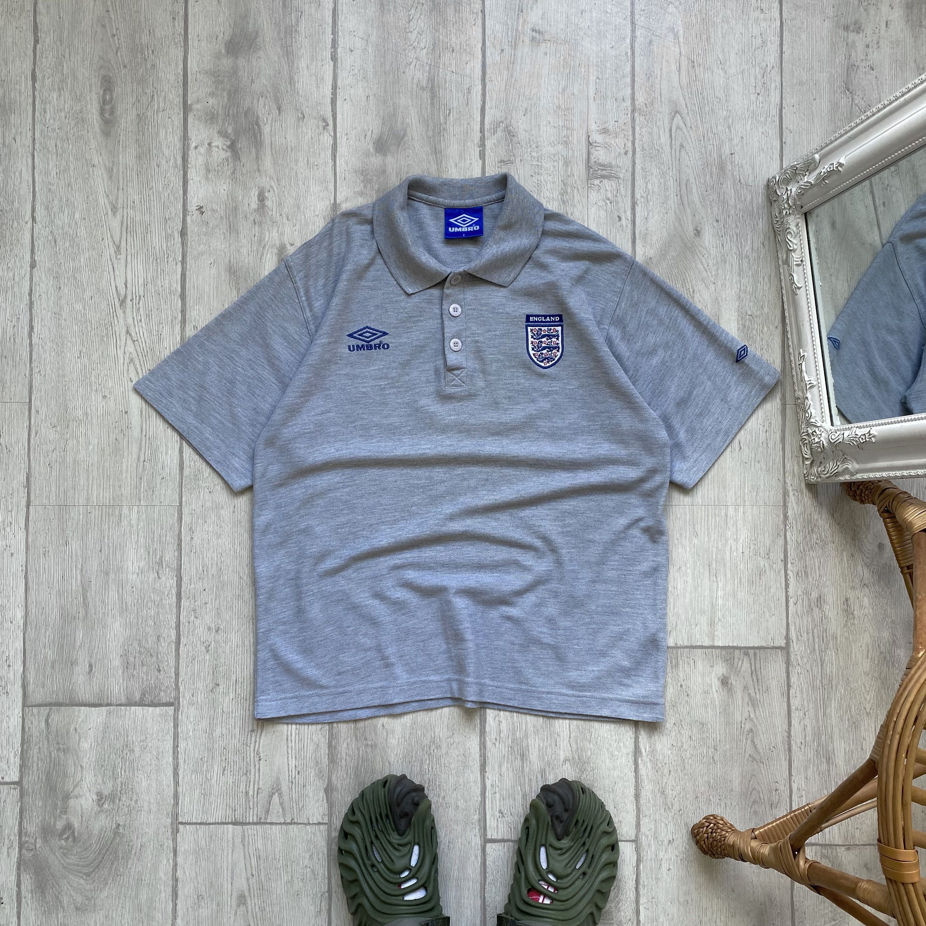 Umbro × Vintage England 90s Green Flag training football polo