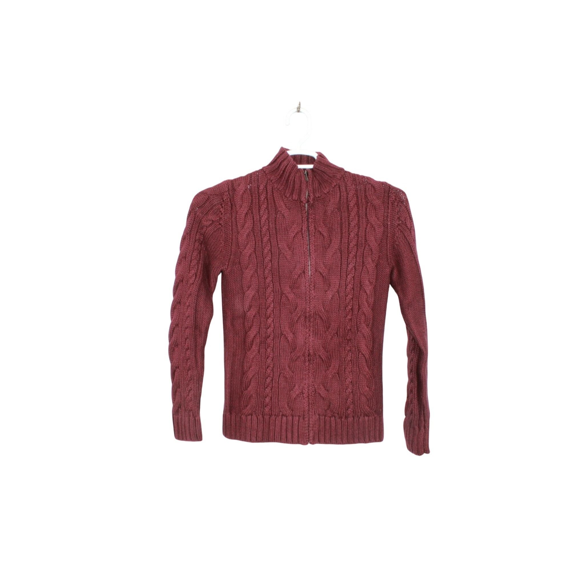 L.L. Bean LL Bean Womens Maroon Cable Zip Cardigan Sweater Small Size S / US 4 / IT 40 - 1 Thumbnail