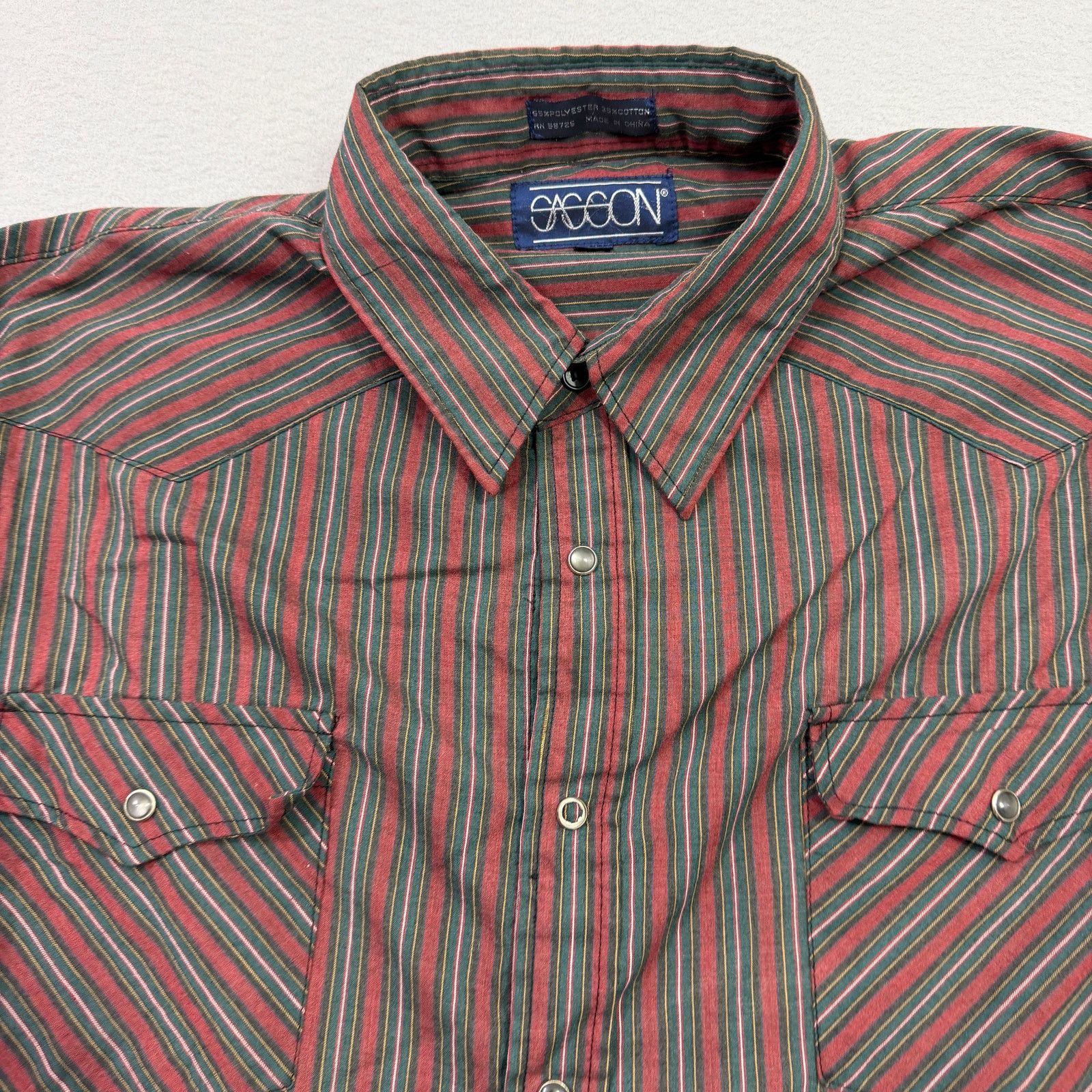 Vintage Vintage Sasson Pearl Snap Western Button Shirt Extra Large Size US XL / EU 56 / 4 - 3 Thumbnail