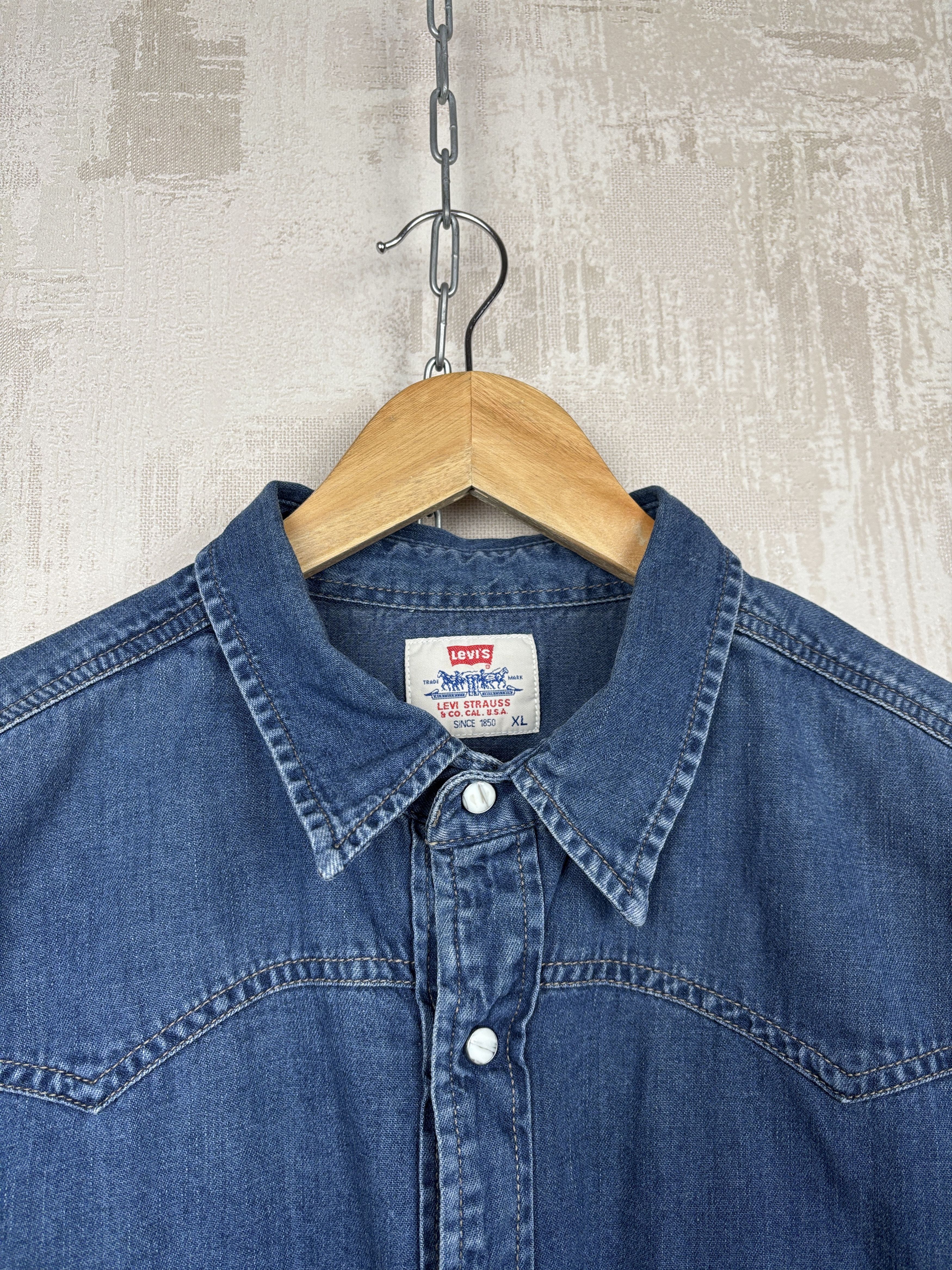 Levi's 90's Levi's Vintage Western Denim Jeans Pearl Snap Shirt Size US XL / EU 56 / 4 - 4 Thumbnail