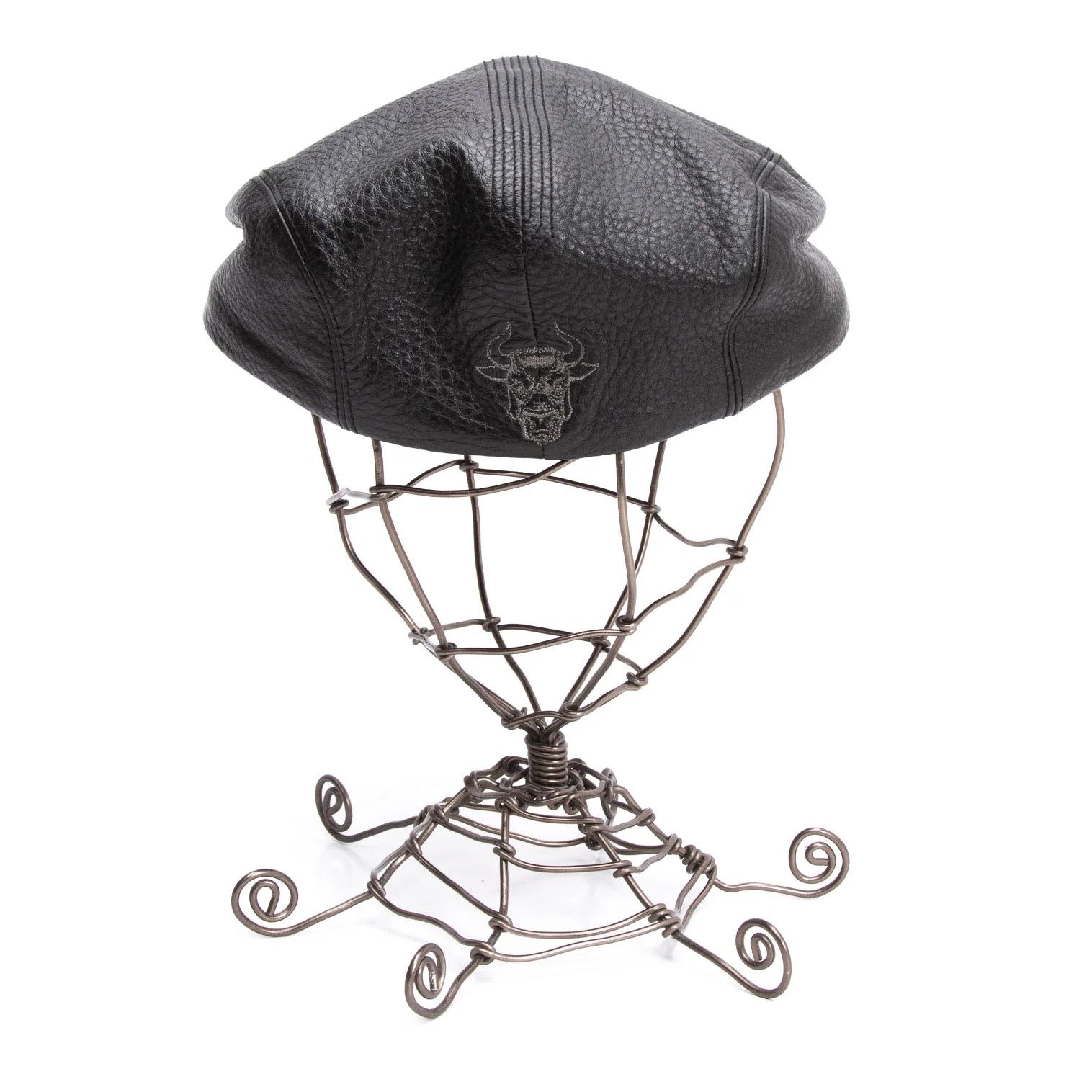 Jean Paul Gaultier Buffalo Embroidered Cow Leather Hunching Hat in Black Size ONE SIZE - 2 Thumbnail