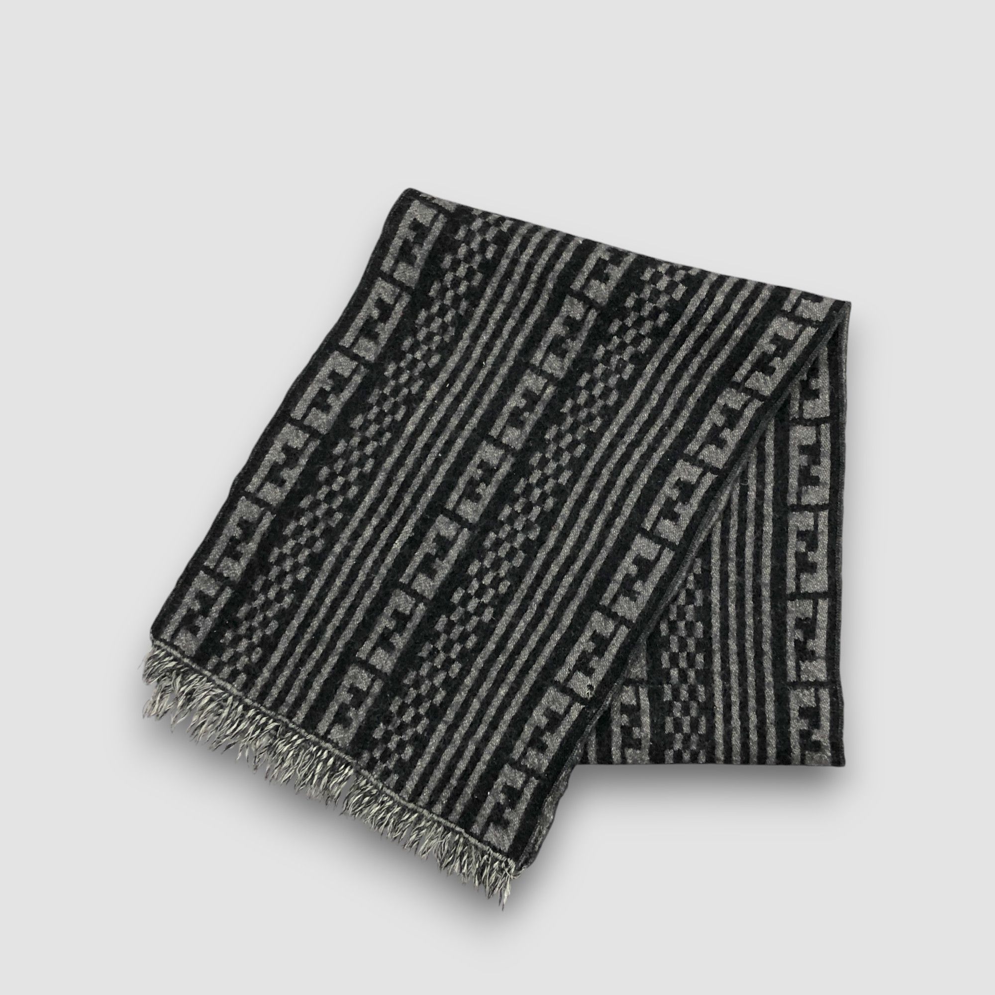 Fendi Vintage Fendi Scarf FF Monogram Muffler Wool Scarves Size ONE SIZE - 3 Thumbnail