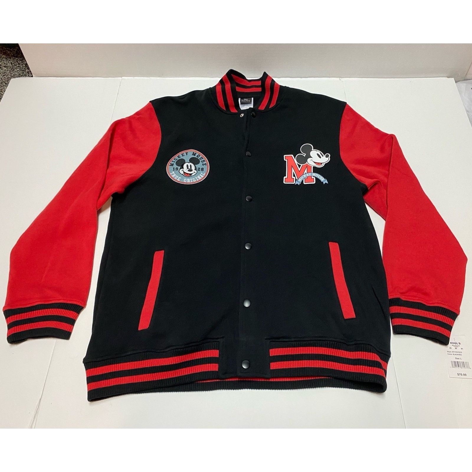 Disney NWT Disney Mickey Mouse Black/Red Bomber Jacket - Size L Size US L / EU 52-54 / 3 - 1 Thumbnail