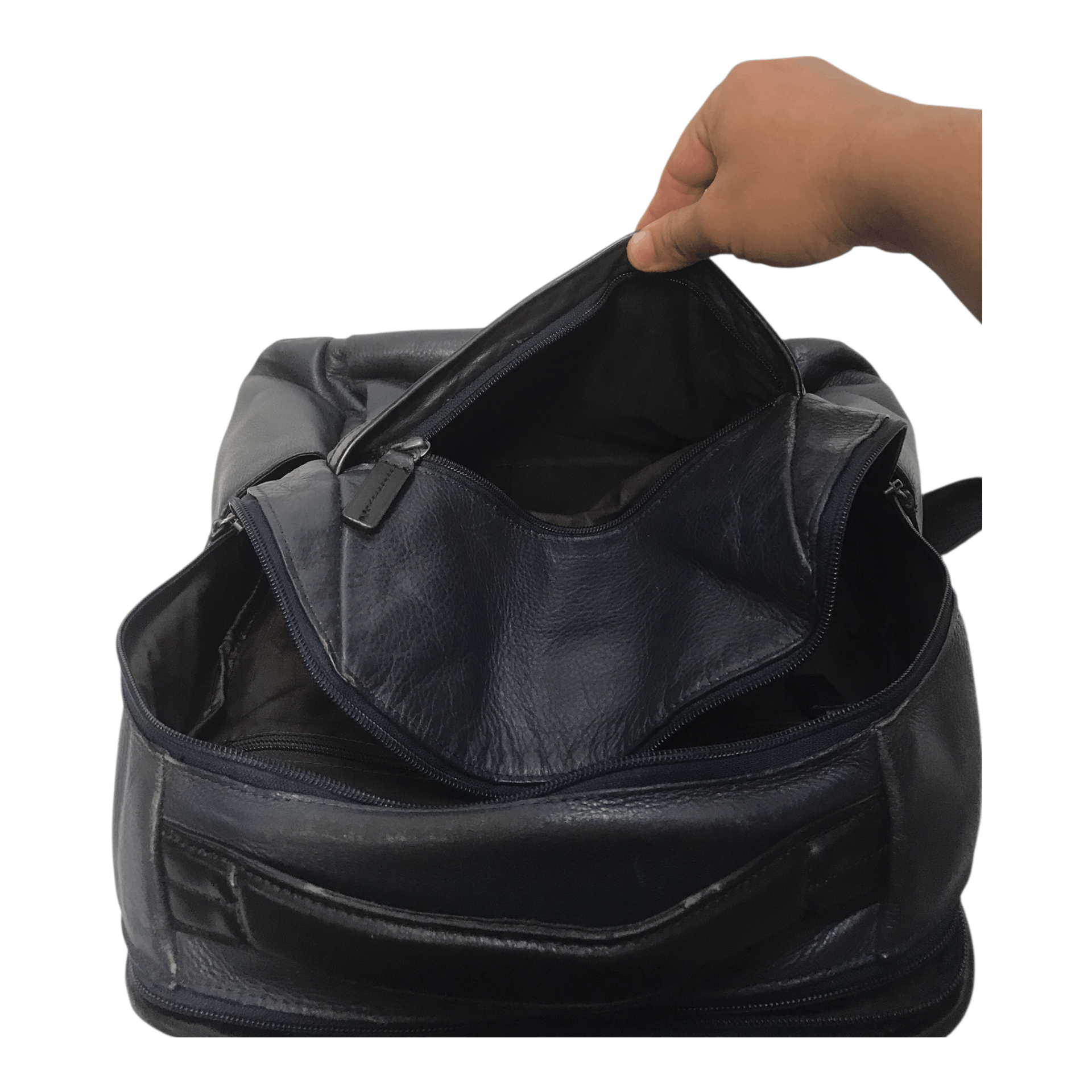 Tumi Tumi Leather Dark Blue Bagpack Size ONE SIZE - 3 Thumbnail