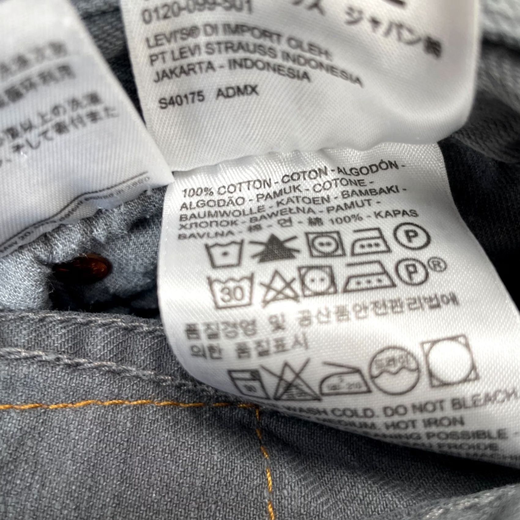 Levi's Levi's 501 Jeans Mens 36x30 Gray Straight Leg Denim Cotton Dark Wash Size US 36 / EU 52 - 3 Thumbnail