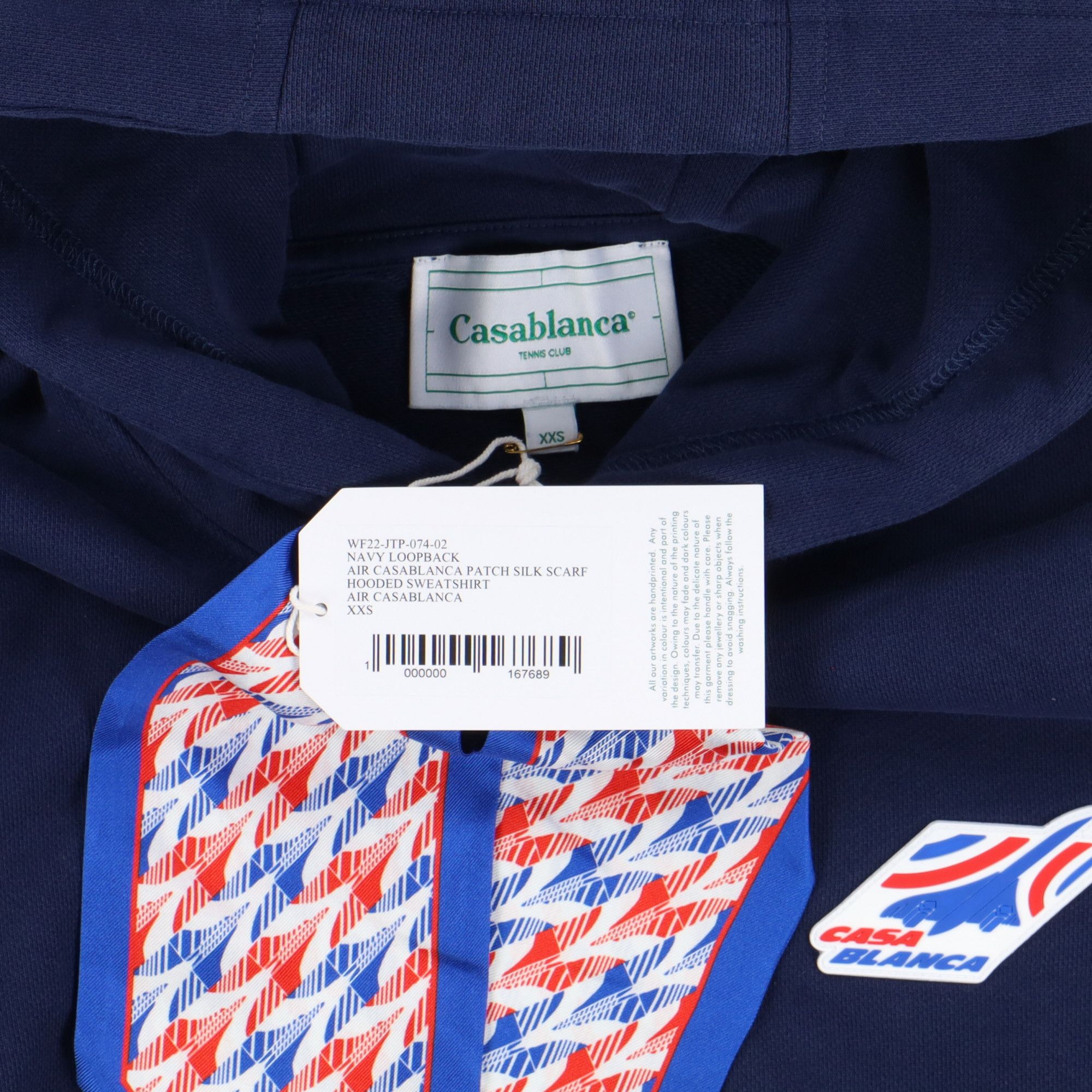 Casablanca Blue Silk Scarf Air Logo Hoodie Size US XXS / EU 40 - 6 Thumbnail