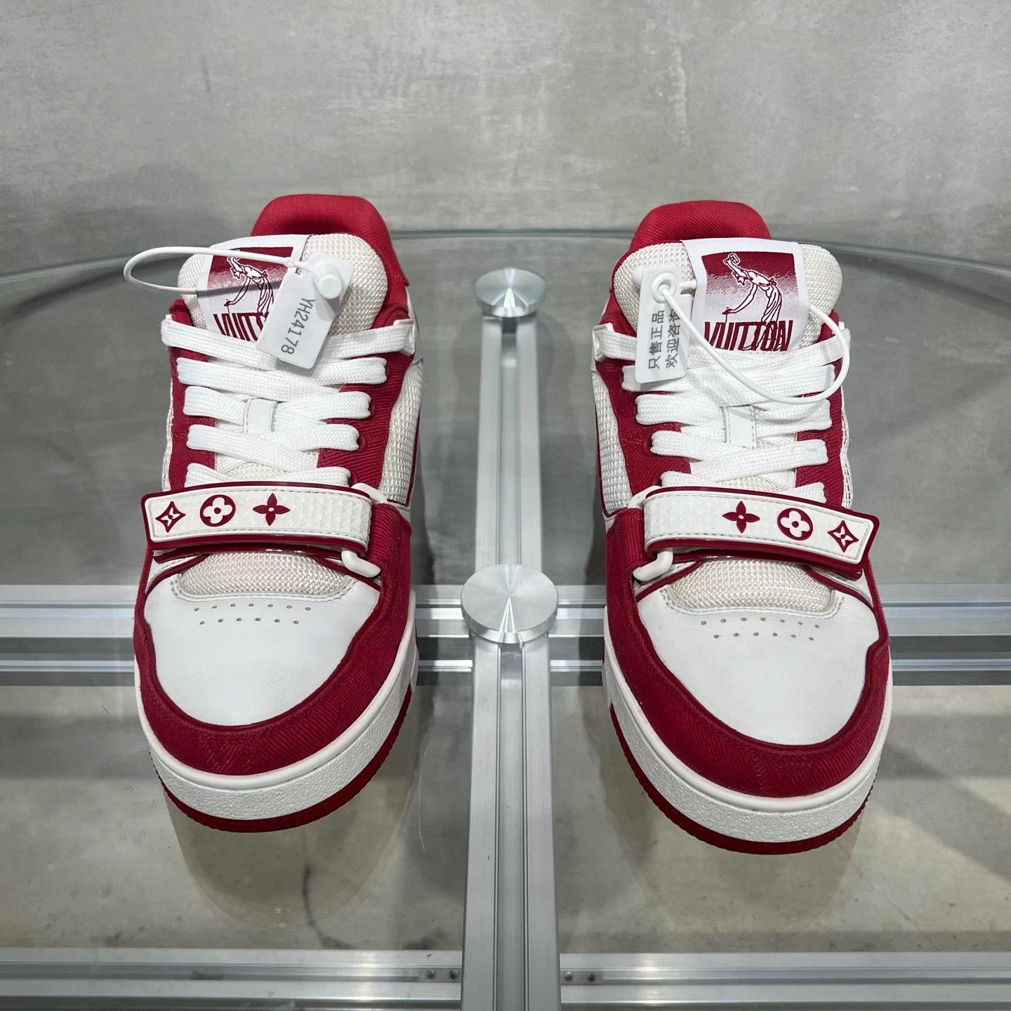 Louis Vuitton LV Trainer White/Red Velcro UK3/37 Size US 6 / IT 36 - 1 Thumbnail