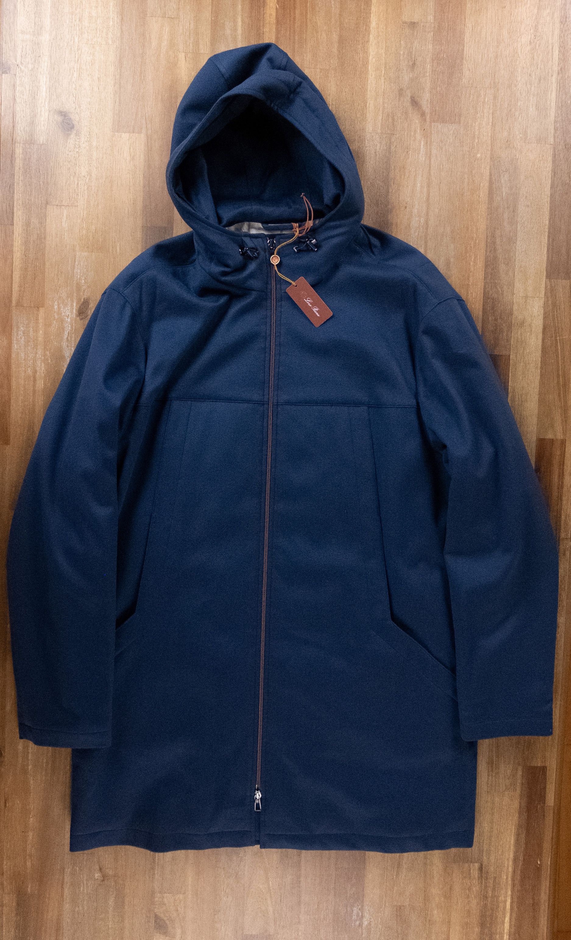 Image of Loro Piana Storm System Blue Midway Cashmere Hooded Parka Xl, Men's