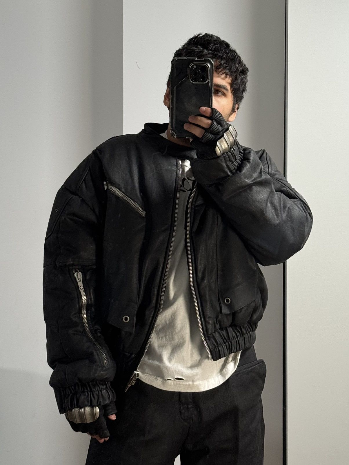 SHINE LUXURY RARE Shine Luxury “METHADONE” Layered Moto Bomber Jacket Size US S / EU 44-46 / 1 - 6 Thumbnail