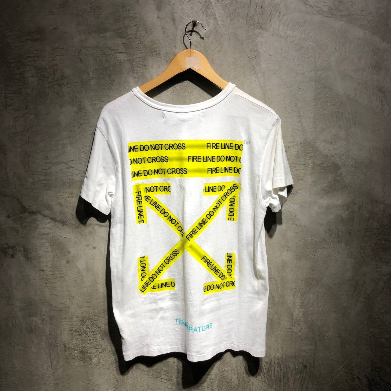 Off White Fire Tape Tee | Grailed