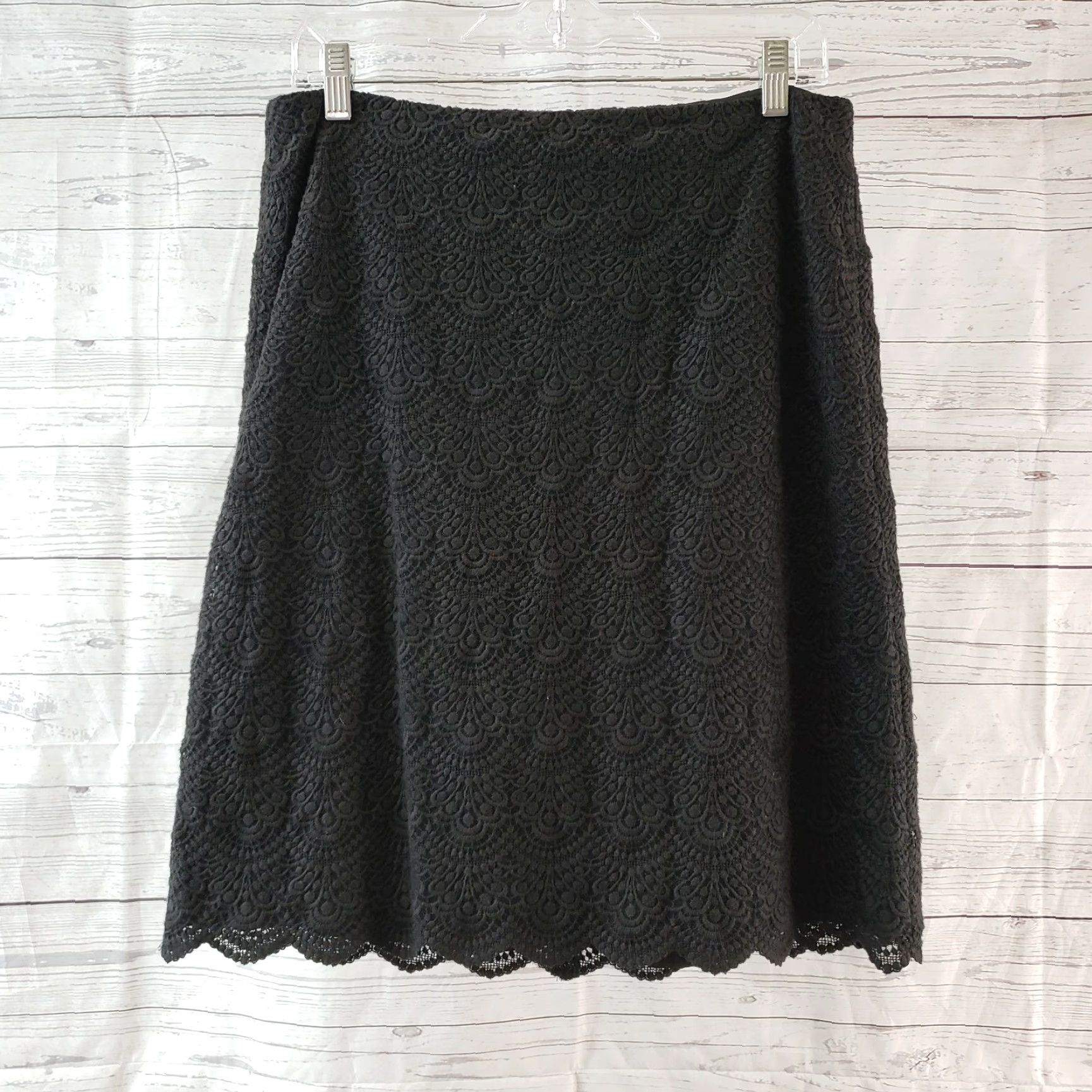 Talbots Talbots Skirt Womens Size 8 Black Embroidered A-Line Knee Length Cotton Blend Vintage? No Size 30" / US 8 / IT 44 - 2 Thumbnail