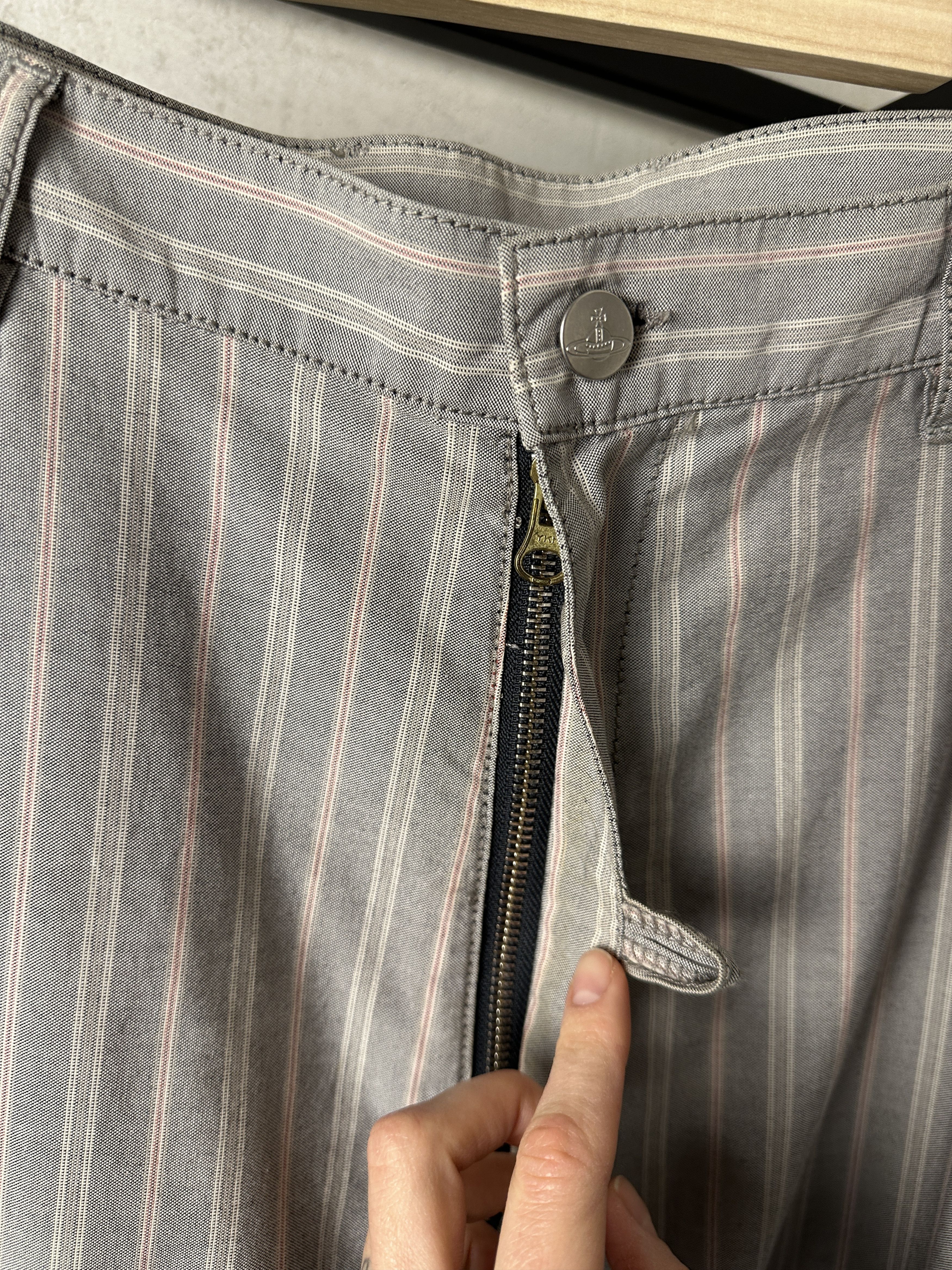 Vivenne Westwood Man High Waist Grey Striped Pants