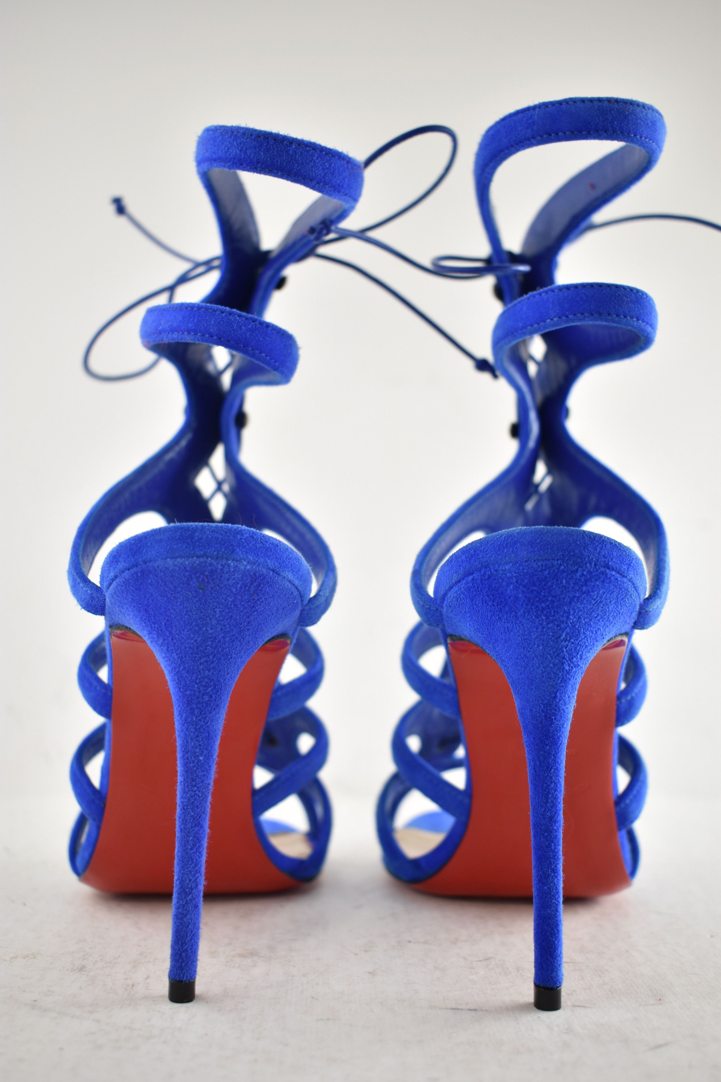 Christian Louboutin Amazoulo 100 Electric Blue Lace Up Tie Sandal Heel Pump 35 Size US 5 / IT 35 - 14 Thumbnail