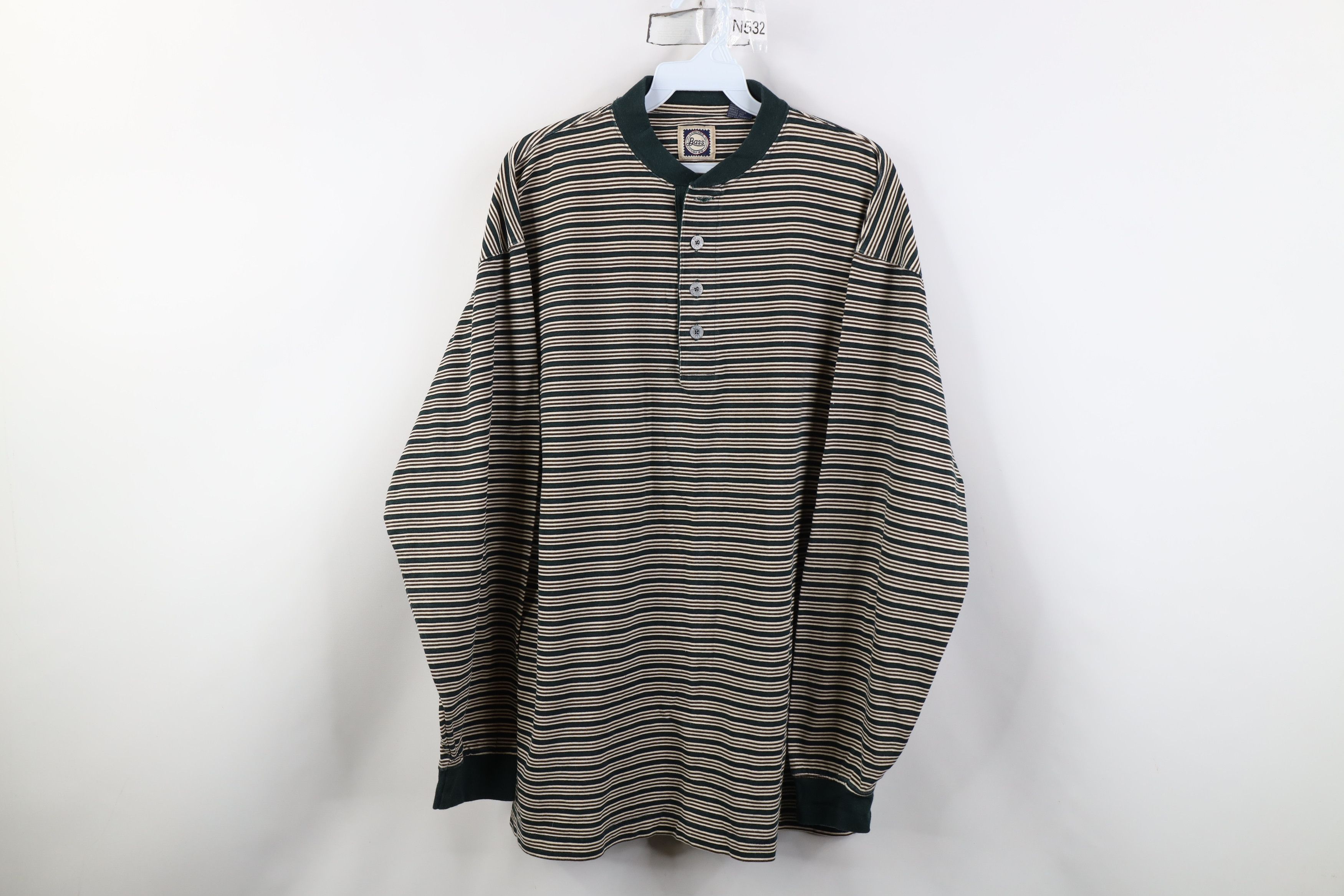 Vintage Vintage 90s Streetwear Striped Long Sleeve Henley T-Shirt Size US M / EU 48-50 / 2 - 1 Thumbnail