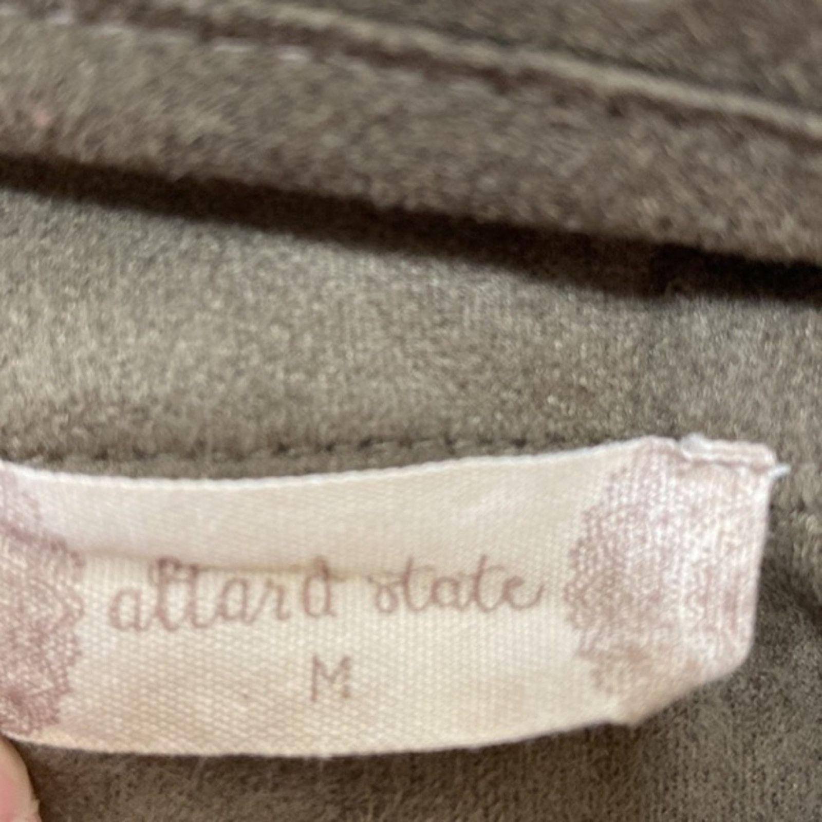 DEVA STATES Altar’d State High Waisted Faux Suede Olive Mini Skirt Size 30" / US 8 / IT 44 - 3 Thumbnail