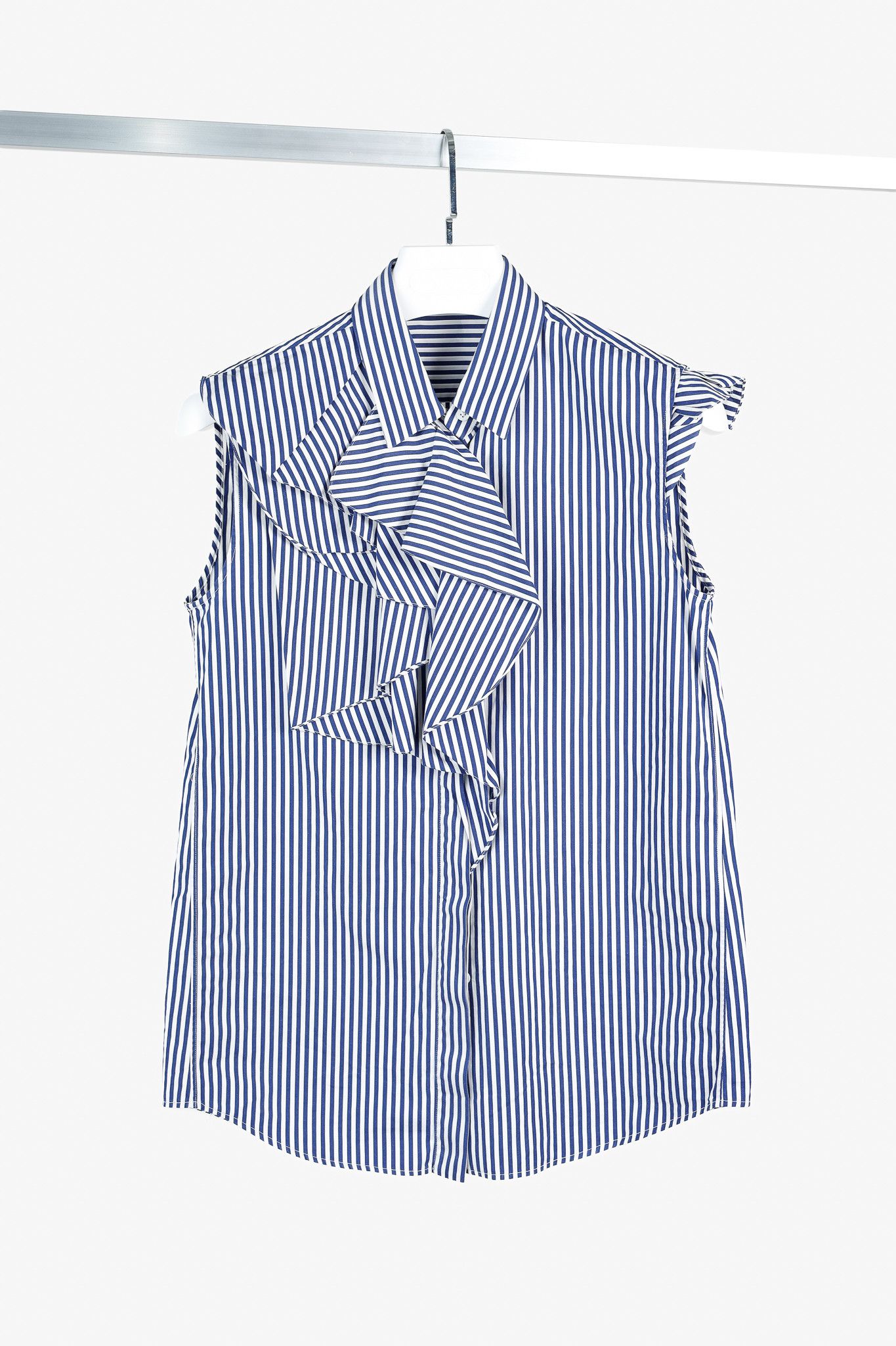 Jil Sander Jil Sander Aghata Dark Blue Cotton Striped Drape Blouse Size S / US 4 / IT 40 - 1 Thumbnail
