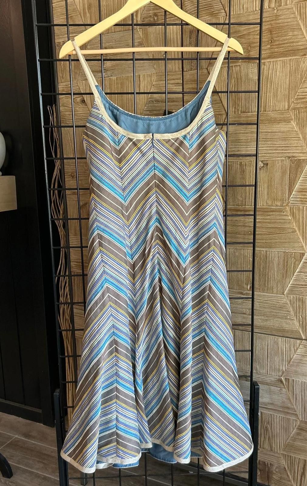 Designer Akris Punto Dress Sz 10 Multi-Color Striped Sleeveless Silk Size L / US 10 / IT 46 - 3 Thumbnail