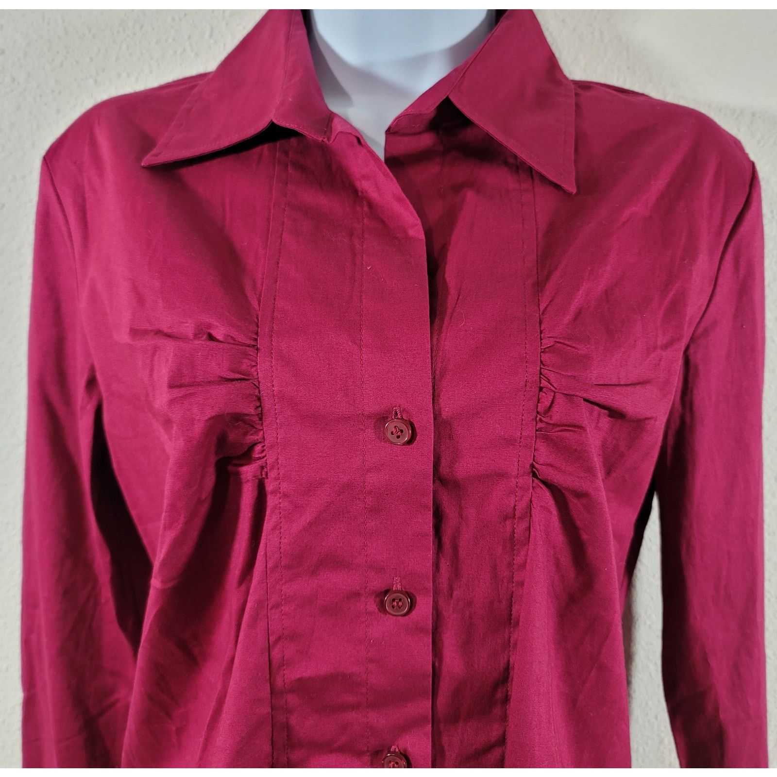 Other Ninety Burgundy Button Up Top Small Lightweight Soft NWT Size S / US 4 / IT 40 - 2 Thumbnail